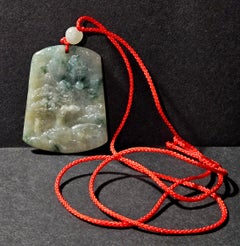 A Finely Chinese Hand Carved Natural Myanmar Jadeite Pendant Ric#JD002
