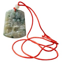 Pendentif en jadéite naturelle du Myanmar finement sculptée à la main Ric#JD002