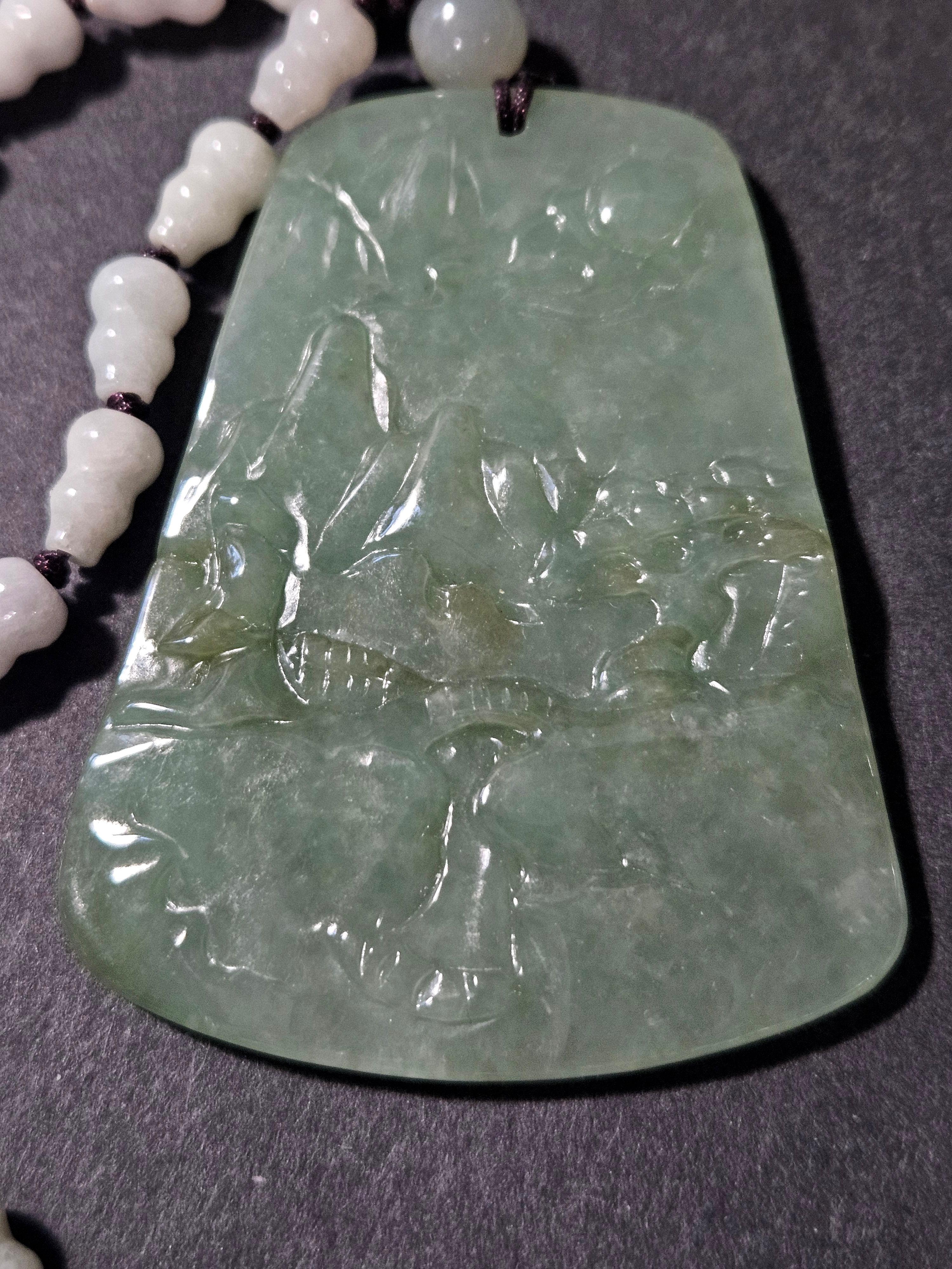 Eine fein chinesische Hand geschnitzt natürlichen Myanmar Jadeit Anhänger Ric # JD007 (Sonstiges) im Angebot