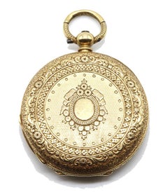 Finely Engraved 18 Kt Yellow Gold Half Hunter Pocket Watch