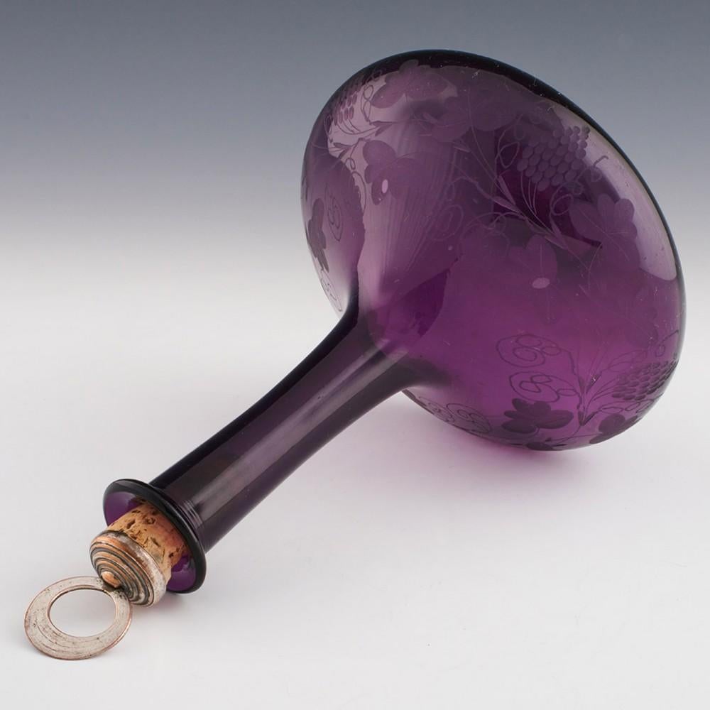 Victorian A Finely Engraved Amethyst Glass Mell Decanter c1850 For Sale