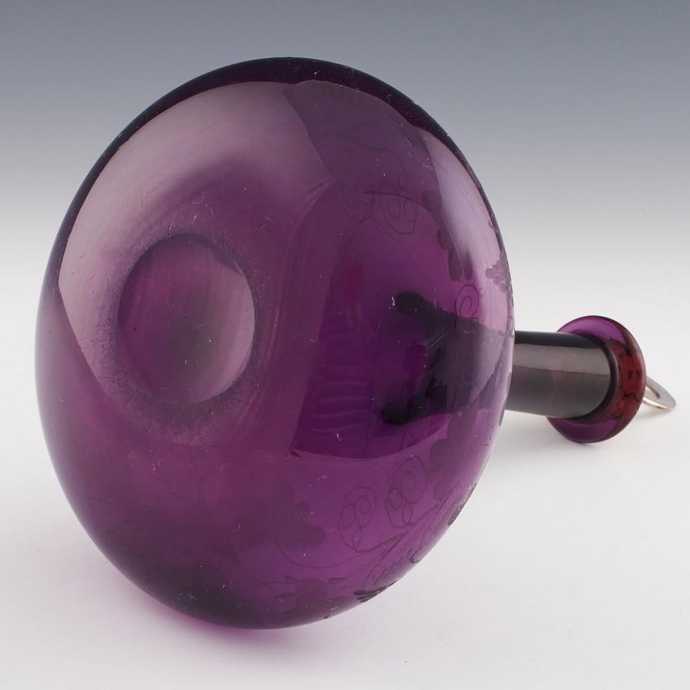 British A Finely Engraved Amethyst Glass Mell Decanter c1850 For Sale
