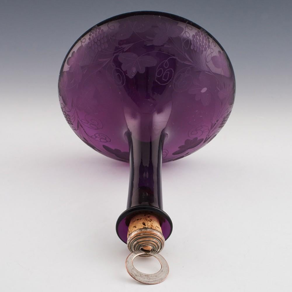 A Finely Engraved Amethyst Glass Mell Decanter c1850 In Good Condition For Sale In Tunbridge Wells, GB
