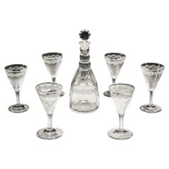 Antique Finely Engraved Georgian Liquor Suite