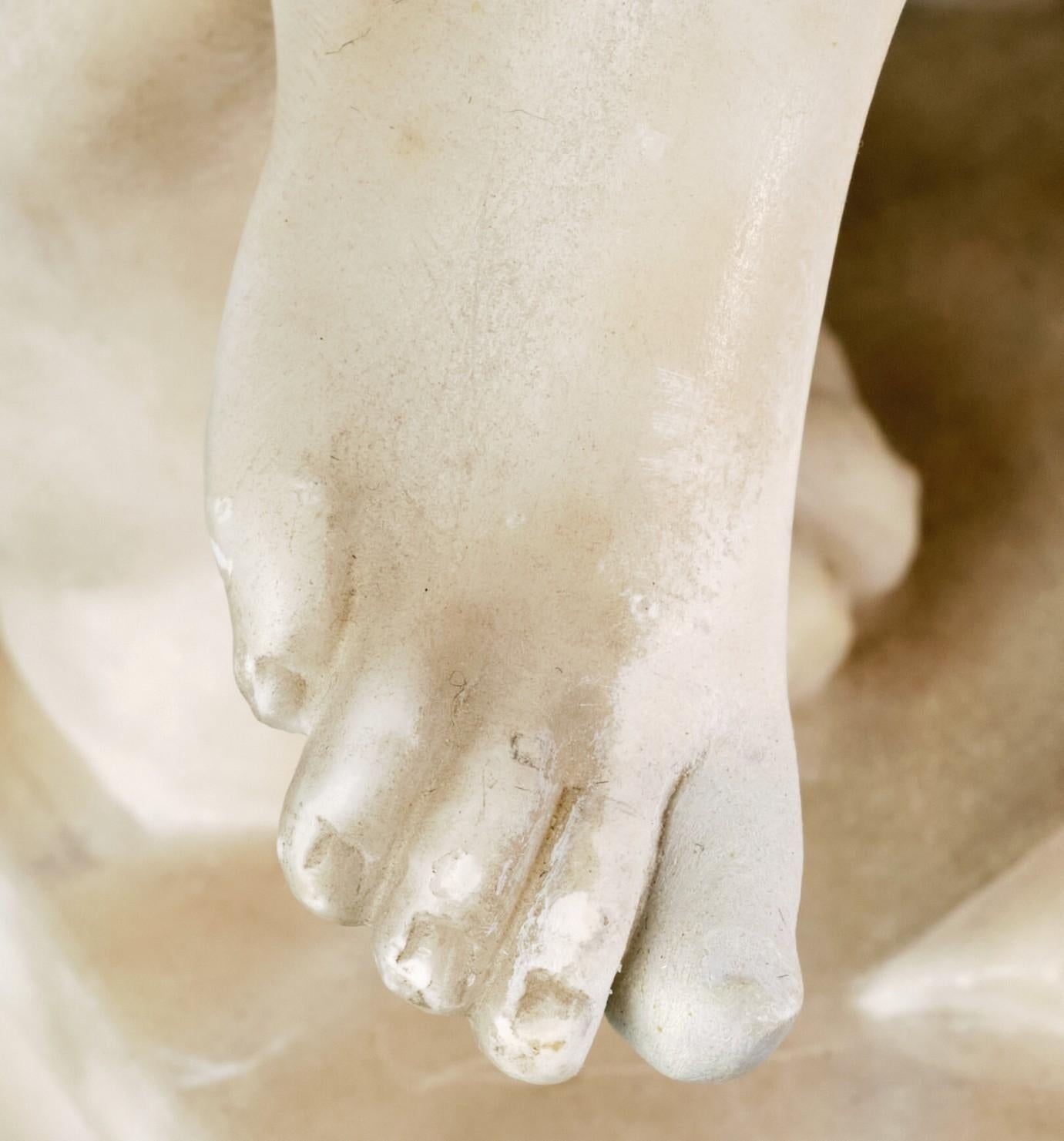 Groupe figuratif d'Ariane et de la panthère finement sculpté en albâtre du 19e siècle en vente 3