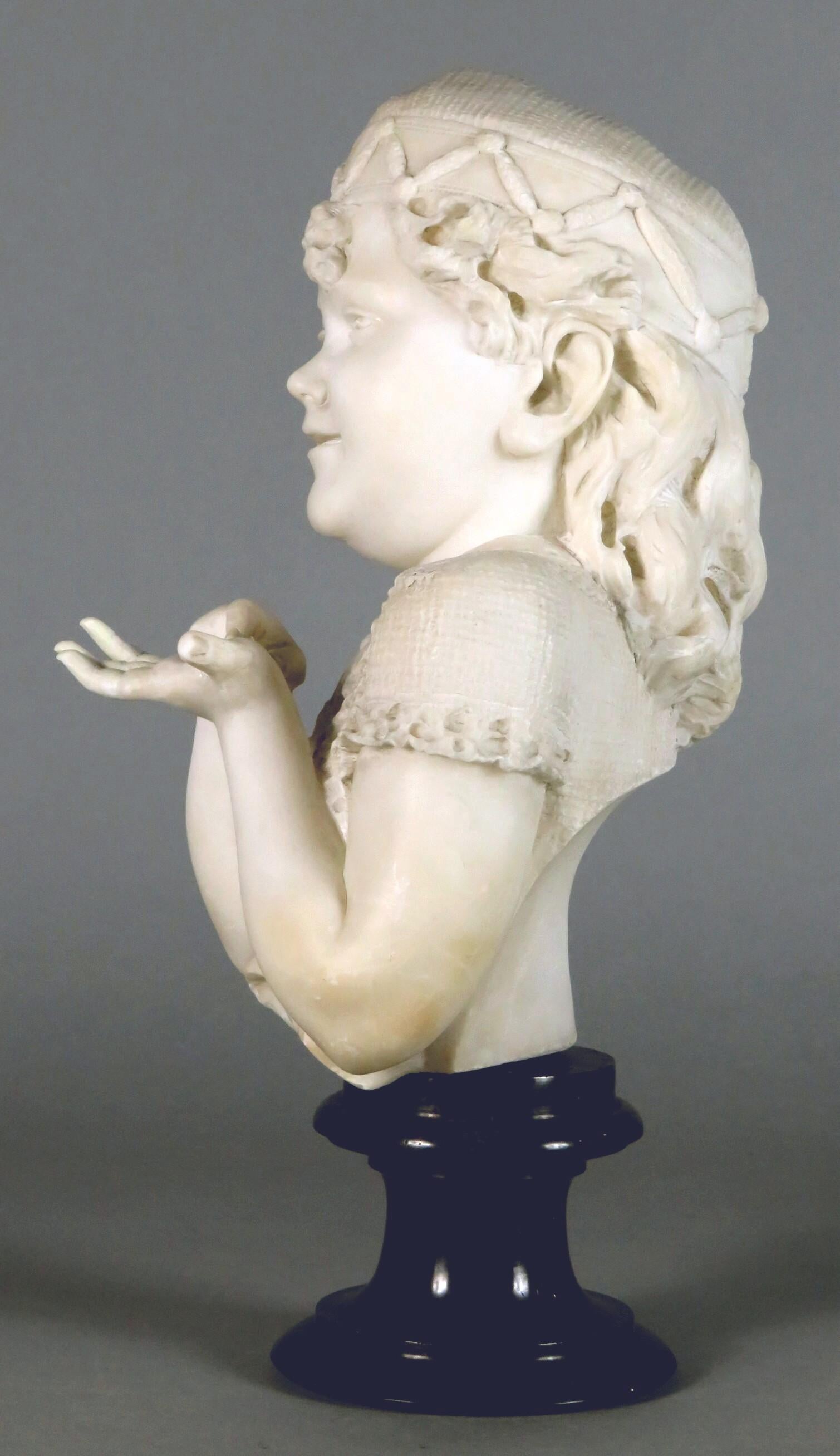 Italian A Finely Sculpted 19th Century Marble Bust of a Young Girl, Italy Circa 1870 For Sale