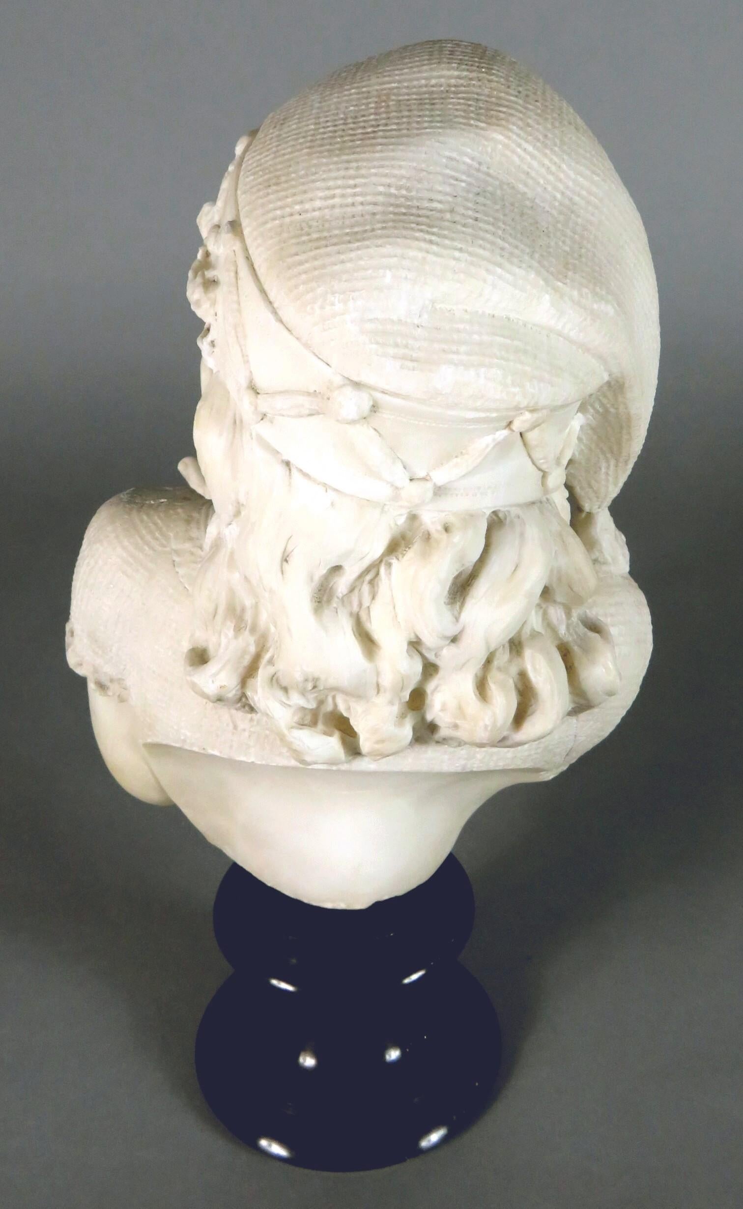 A Finely Sculpted 19th Century Marble Bust of a Young Girl, Italy Circa 1870 For Sale 2