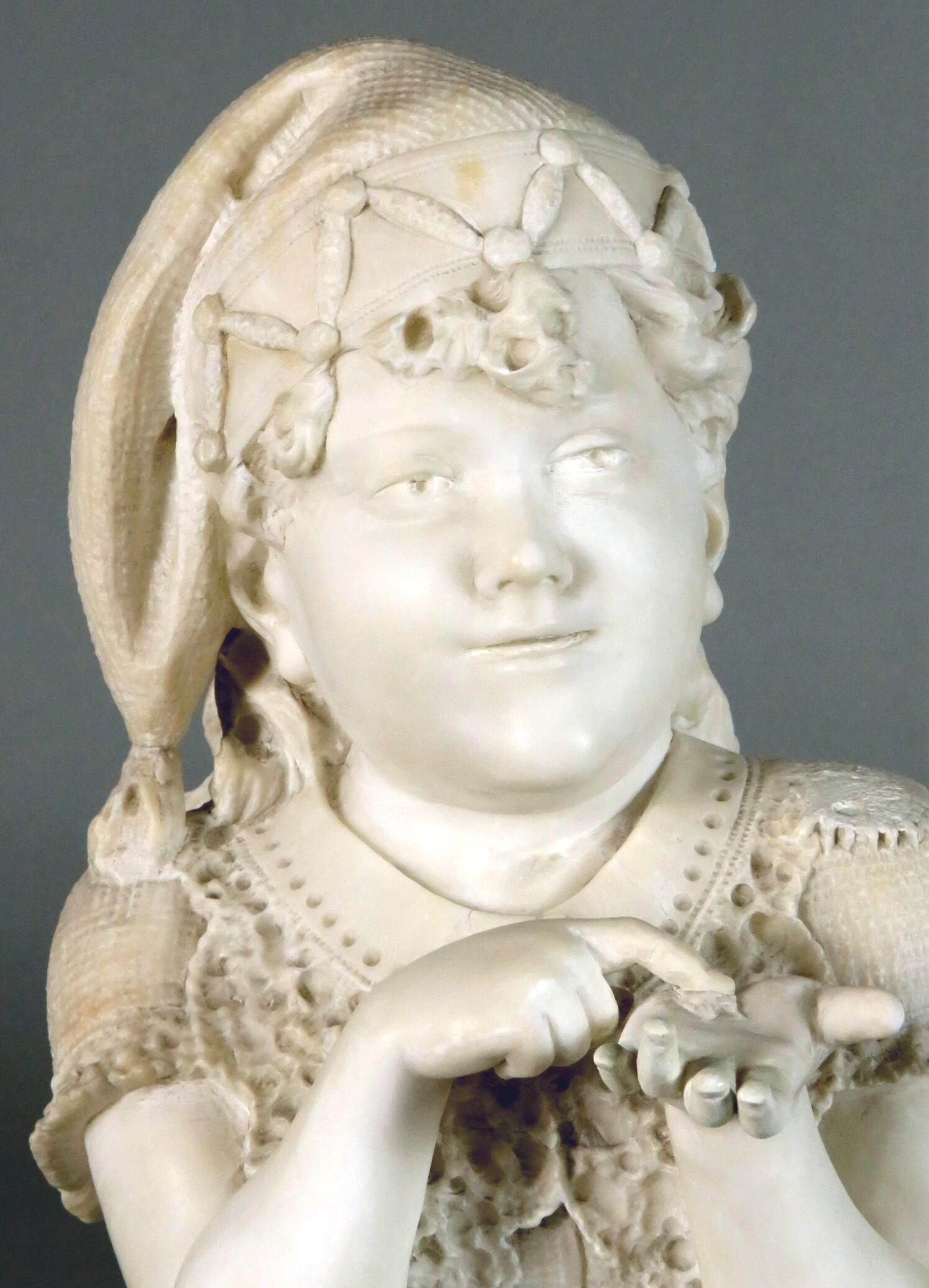 A Finely Sculpted 19th Century Marble Bust of a Young Girl, Italy Circa 1870 For Sale 3
