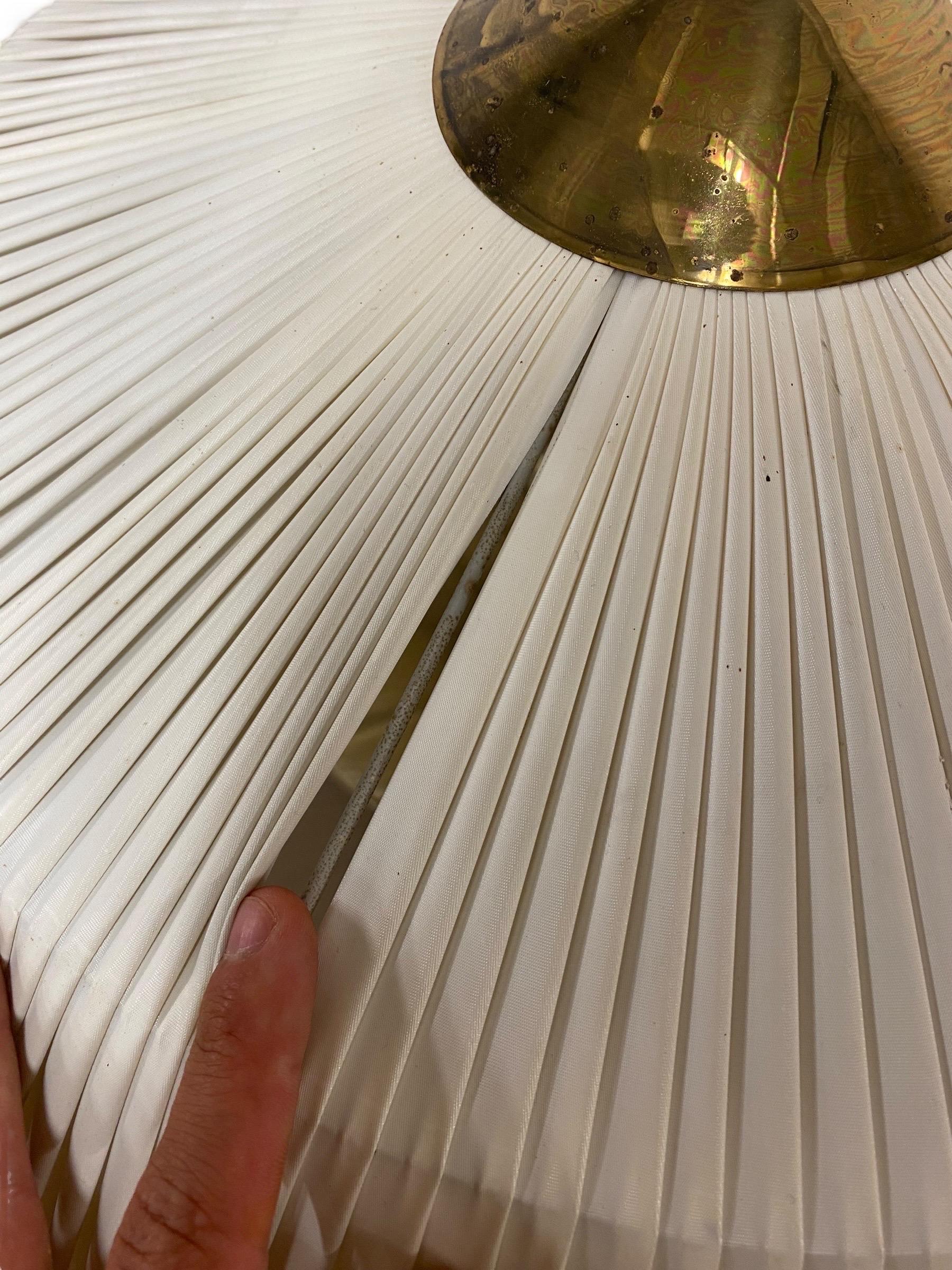 Large Finnish Design Flush Mount Brass & Synthetic Textile, model 75-002, 1950s 6