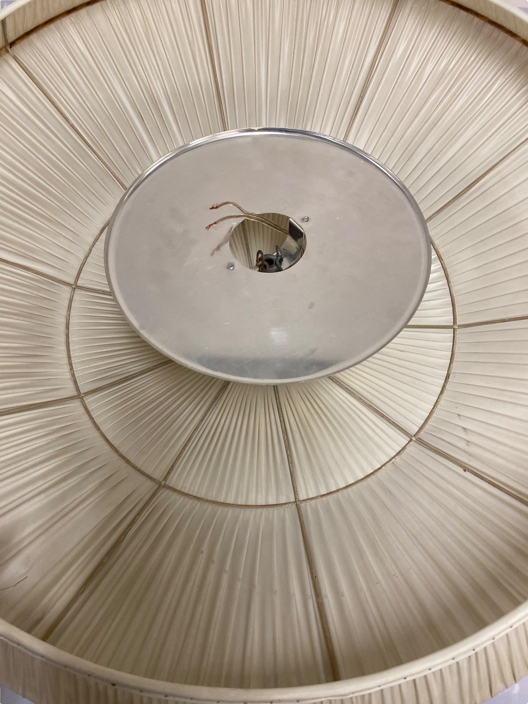 Large Finnish Design Flush Mount Brass & Synthetic Textile, model 75-002, 1950s 8