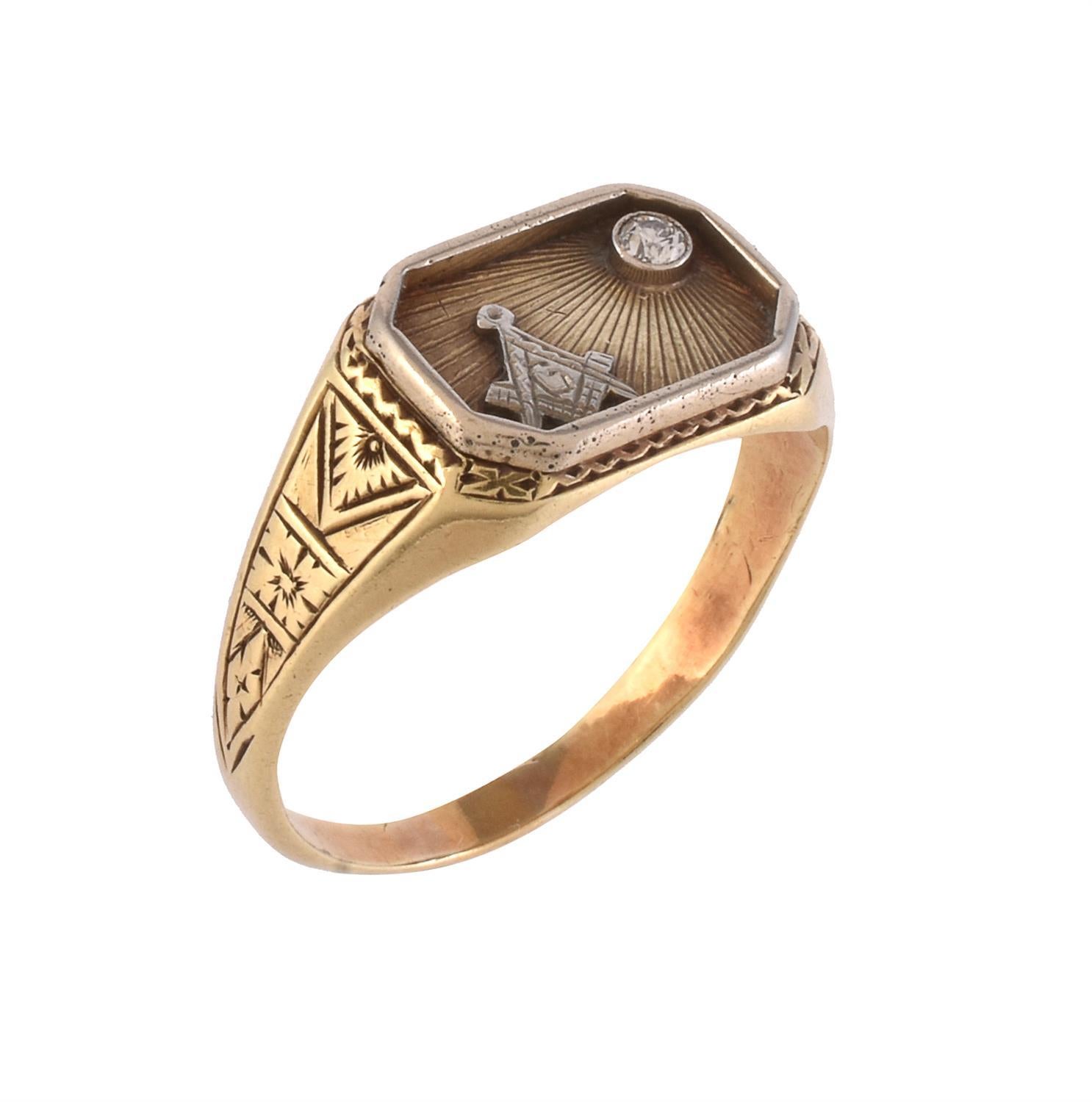 vintage masonic rings with diamond