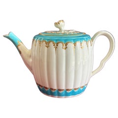 A First Period Worcester Porcelain Fluted Teapot c.1780