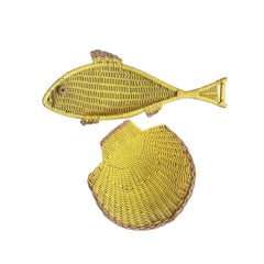 A Fish-Shaped & Shell Shaped Wicker Basket