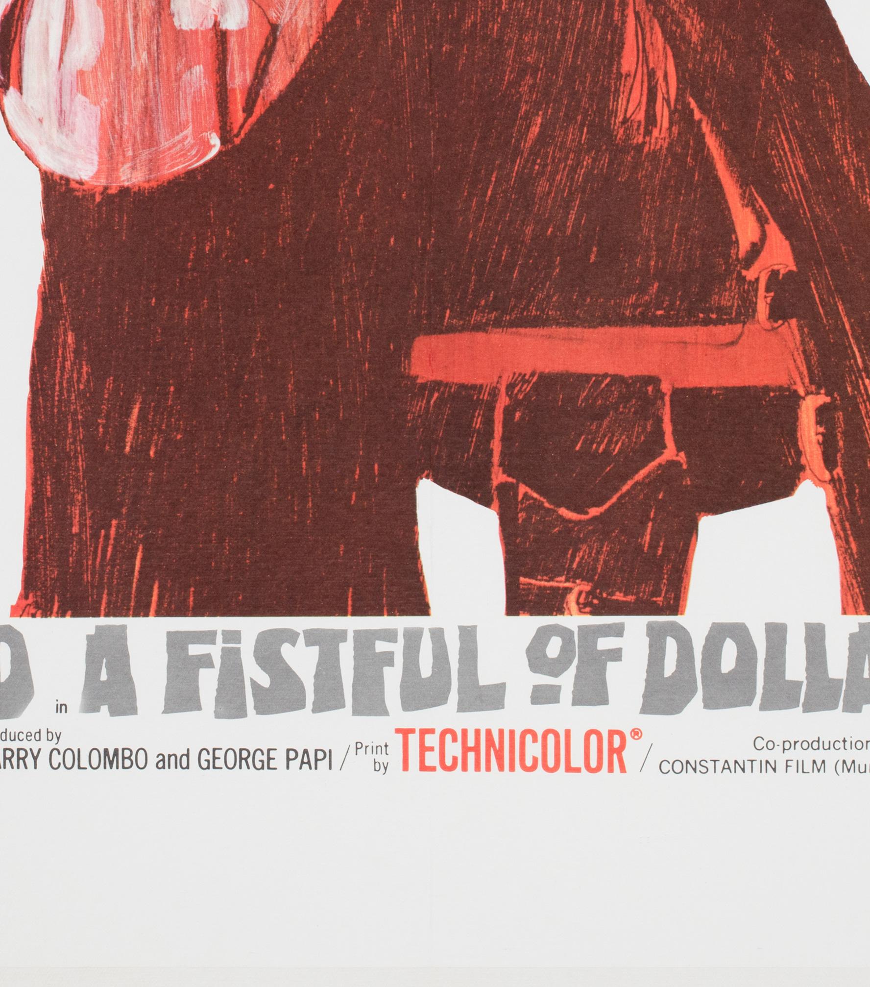 UN FISTFUL DE DOLLARS  1967 Affiche de film quadruple britannique en vente 1