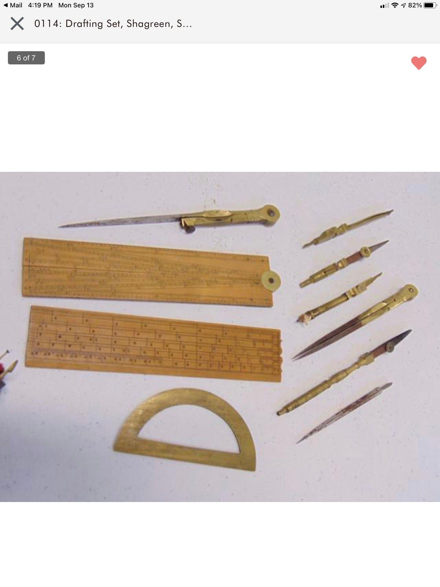 English Fitted Drafting Set in a Stingray Case, 19th Century For Sale