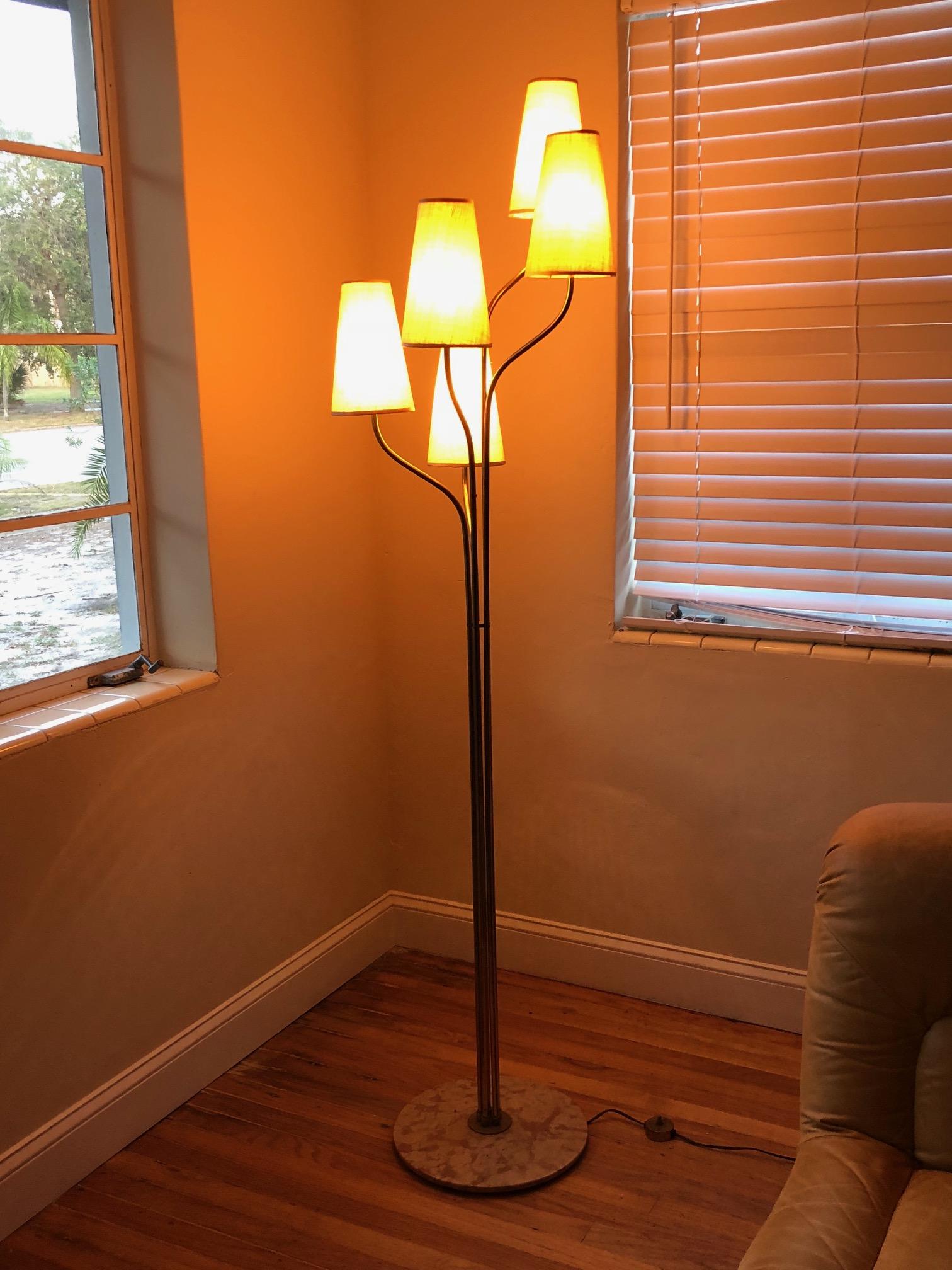 A Five Arm Tree Form Brass Floorlamp For Sale 3