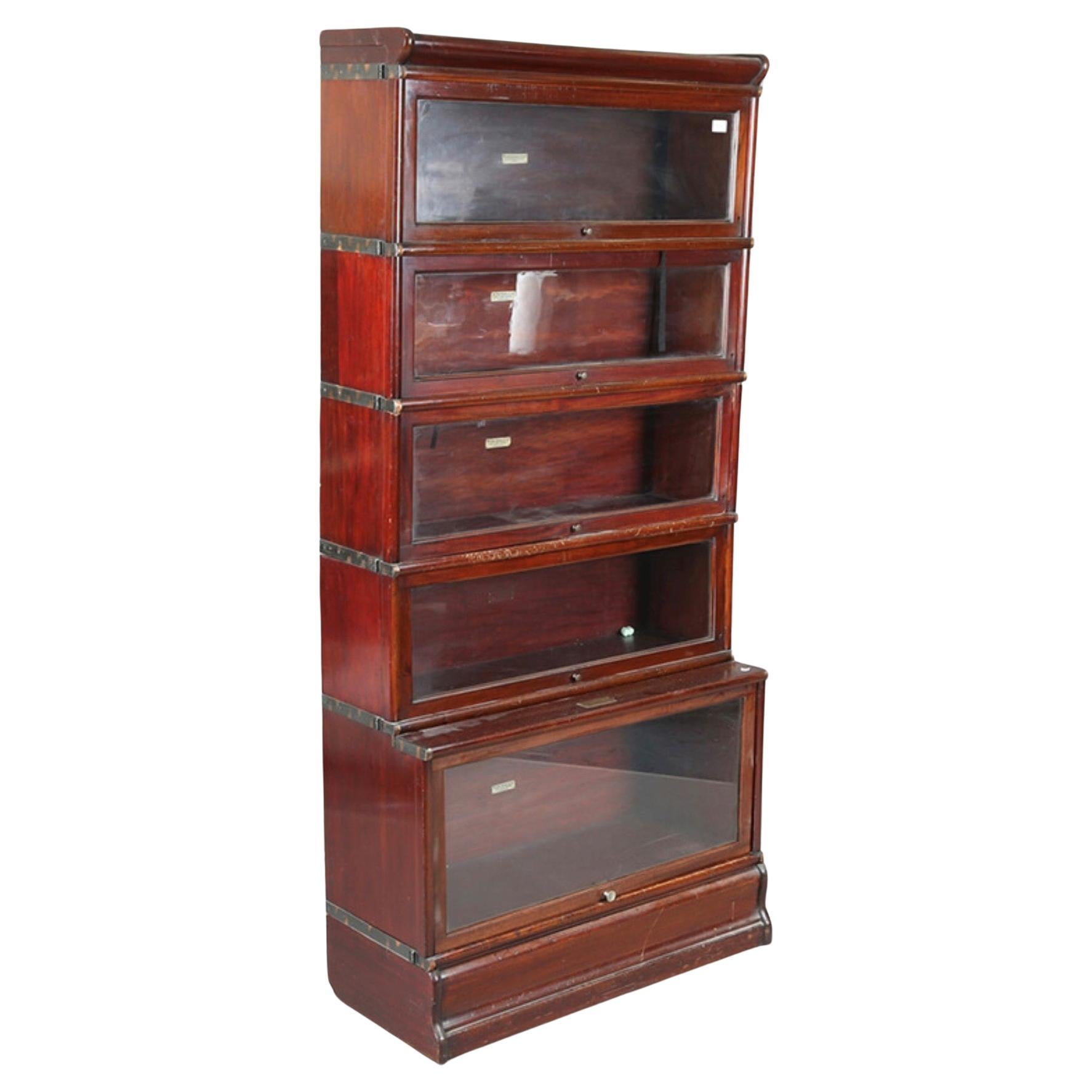 A Five Tier Barristers Mahogany Bookcase For Sale
