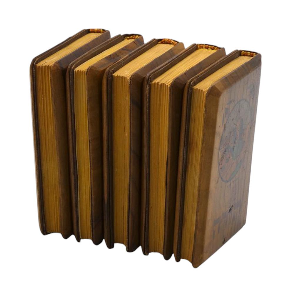 A Five Volume Bible Set in Miniature Carved Olivewood Bindings Israel C. 1940 In Good Condition For Sale In New York, NY
