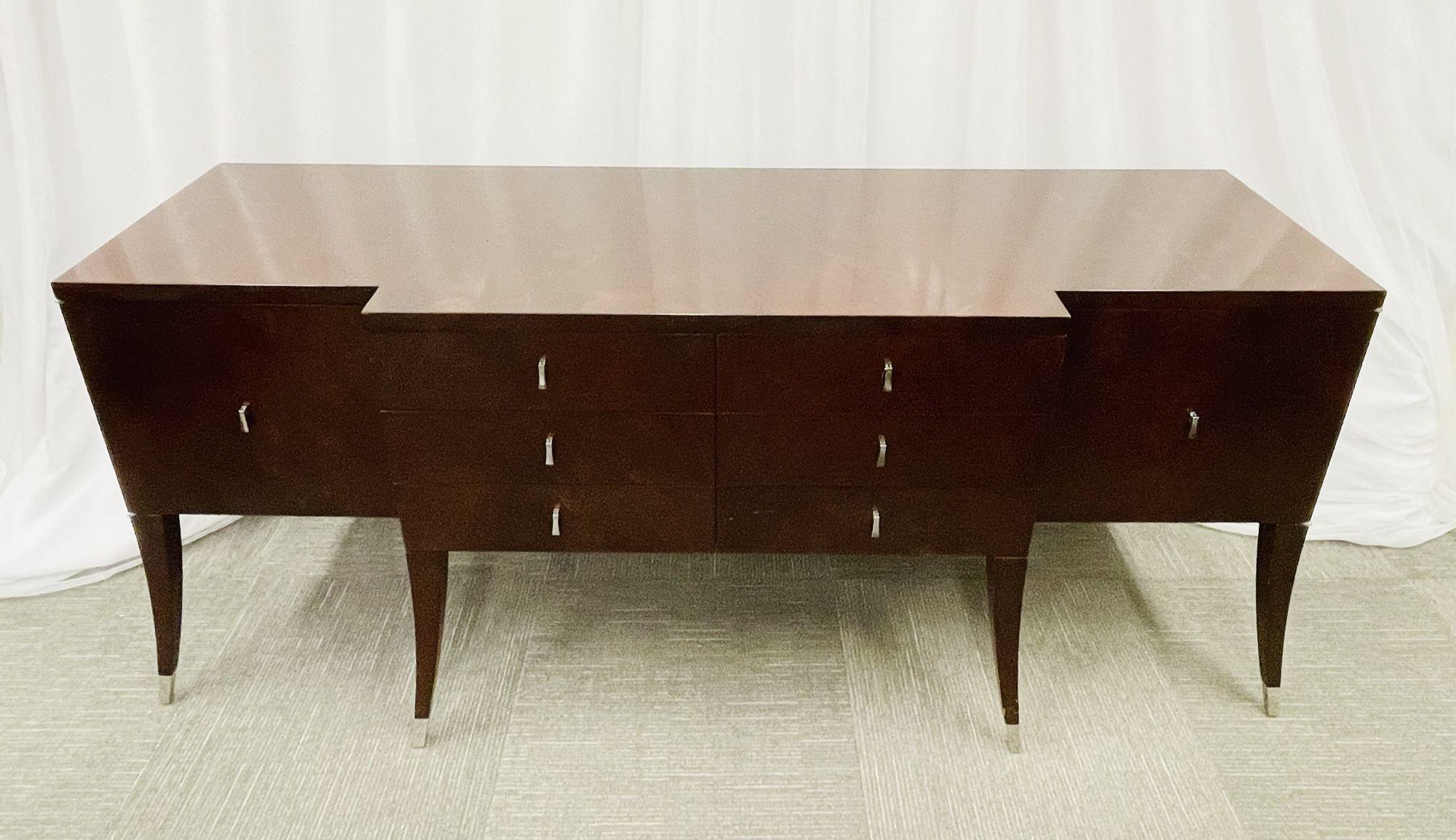 Flame Mahogany Sideboard, Buffet or Credenza by Decca for Bolier In Good Condition In Stamford, CT