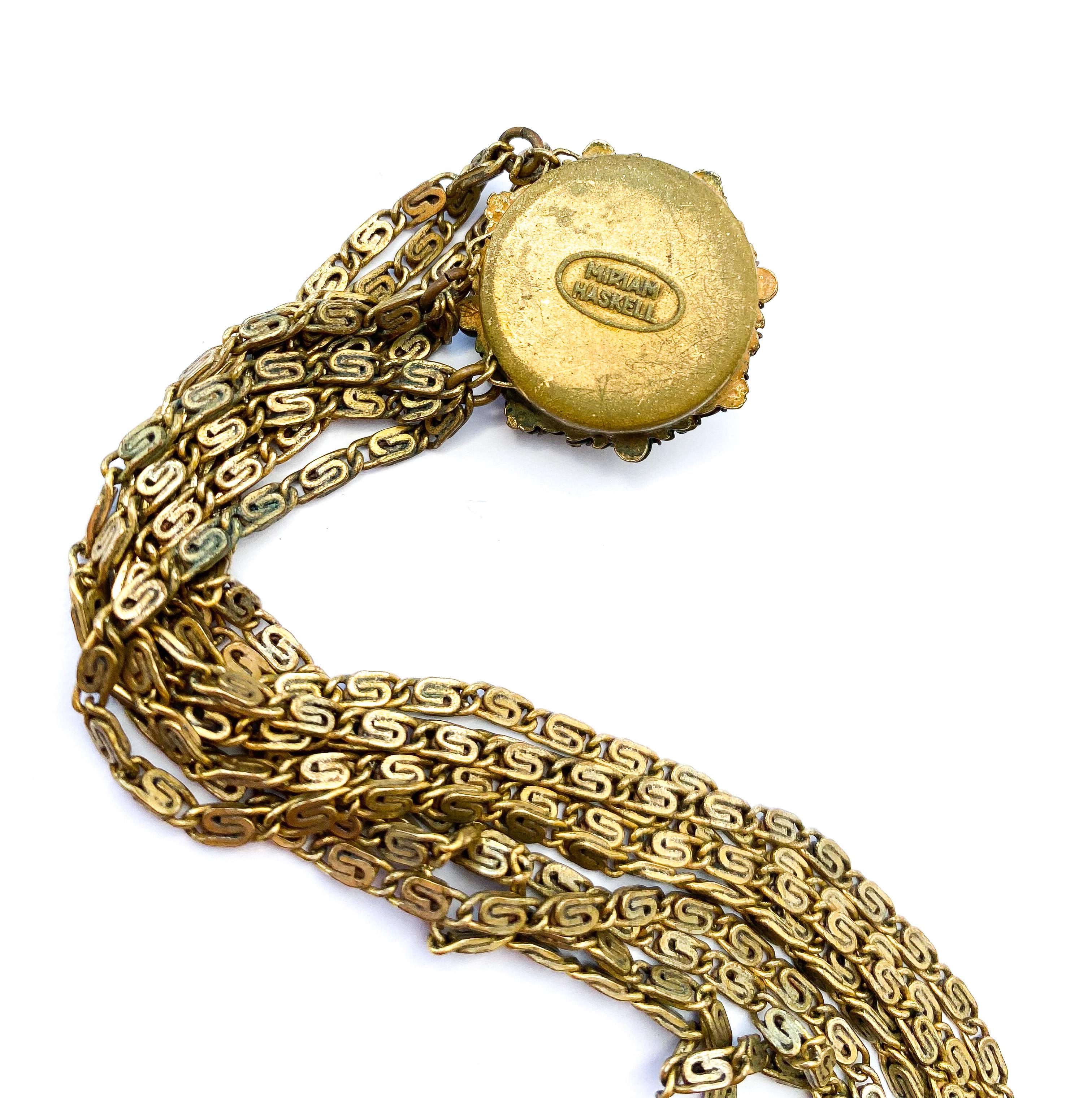 Women's A flattened gilt chain and rose monte necklace, Miriam Haskell, early 1950s. For Sale