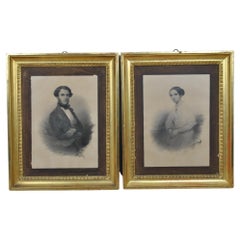 Fleisner, Pair of Drawings, Couple of Young People, circa 1842