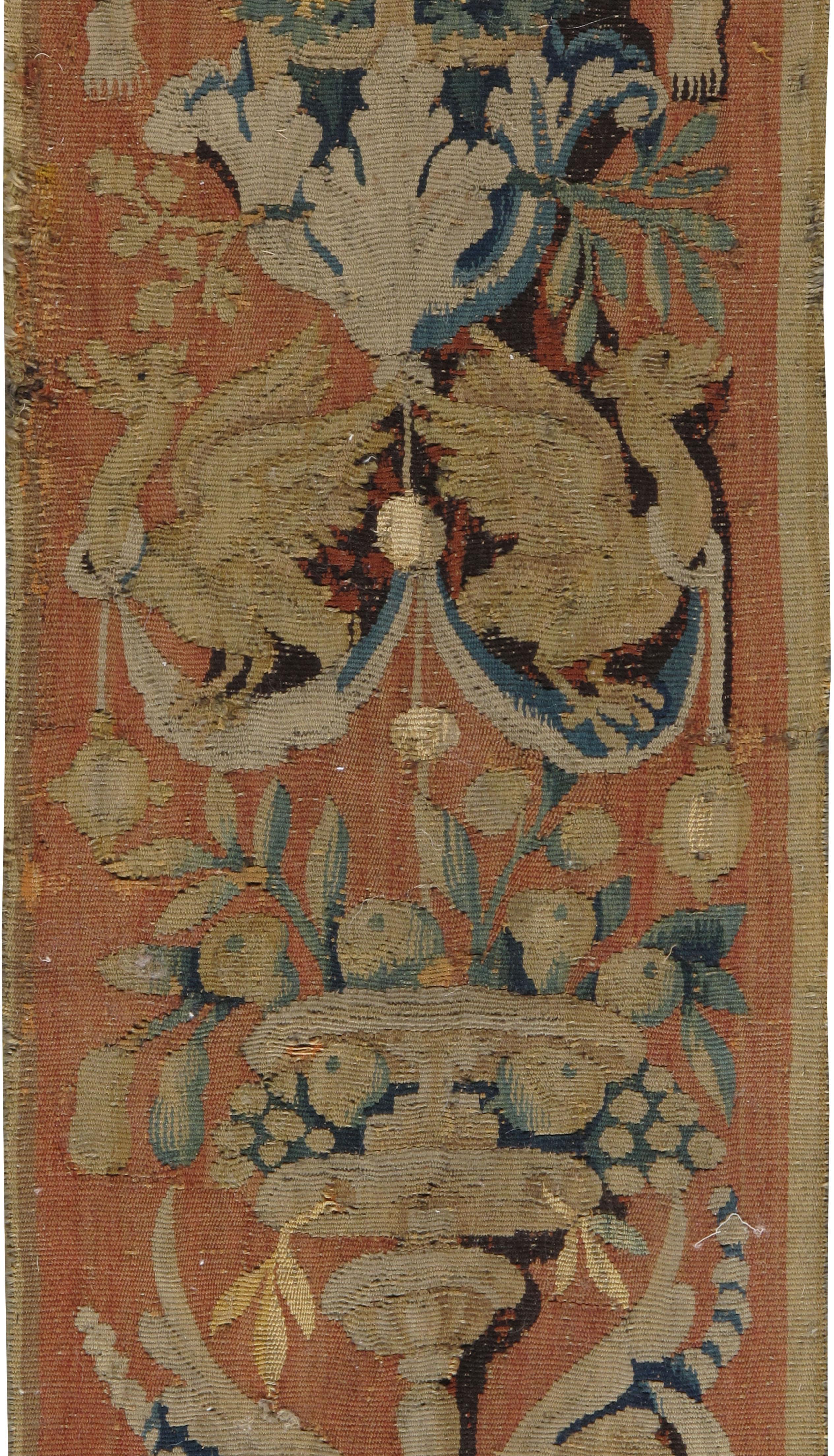 Hand-Woven Flemish 17th Century Tapestry Panel,  1'2 x 7'3