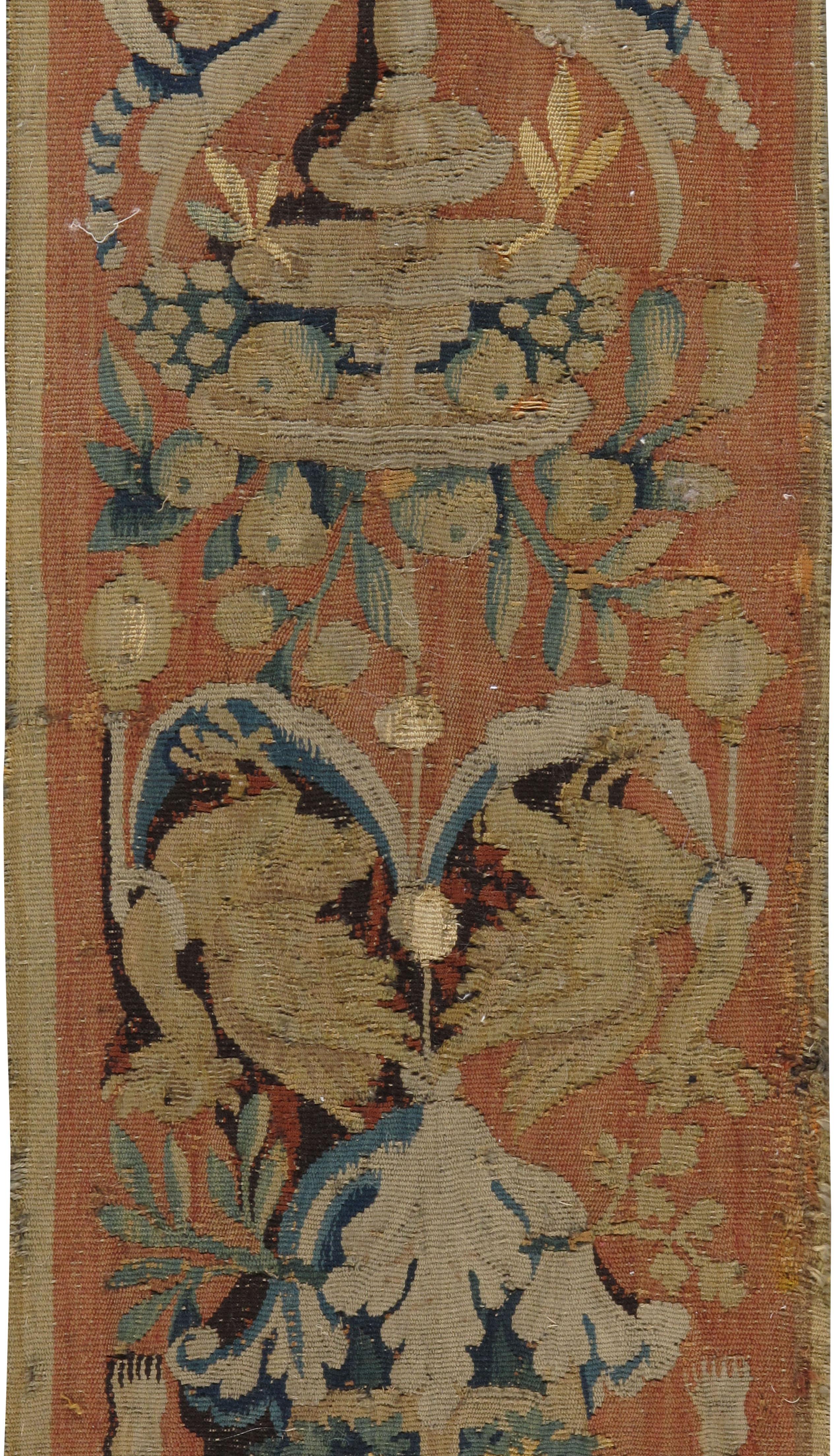 Wool Flemish 17th Century Tapestry Panel,  1'2 x 7'3