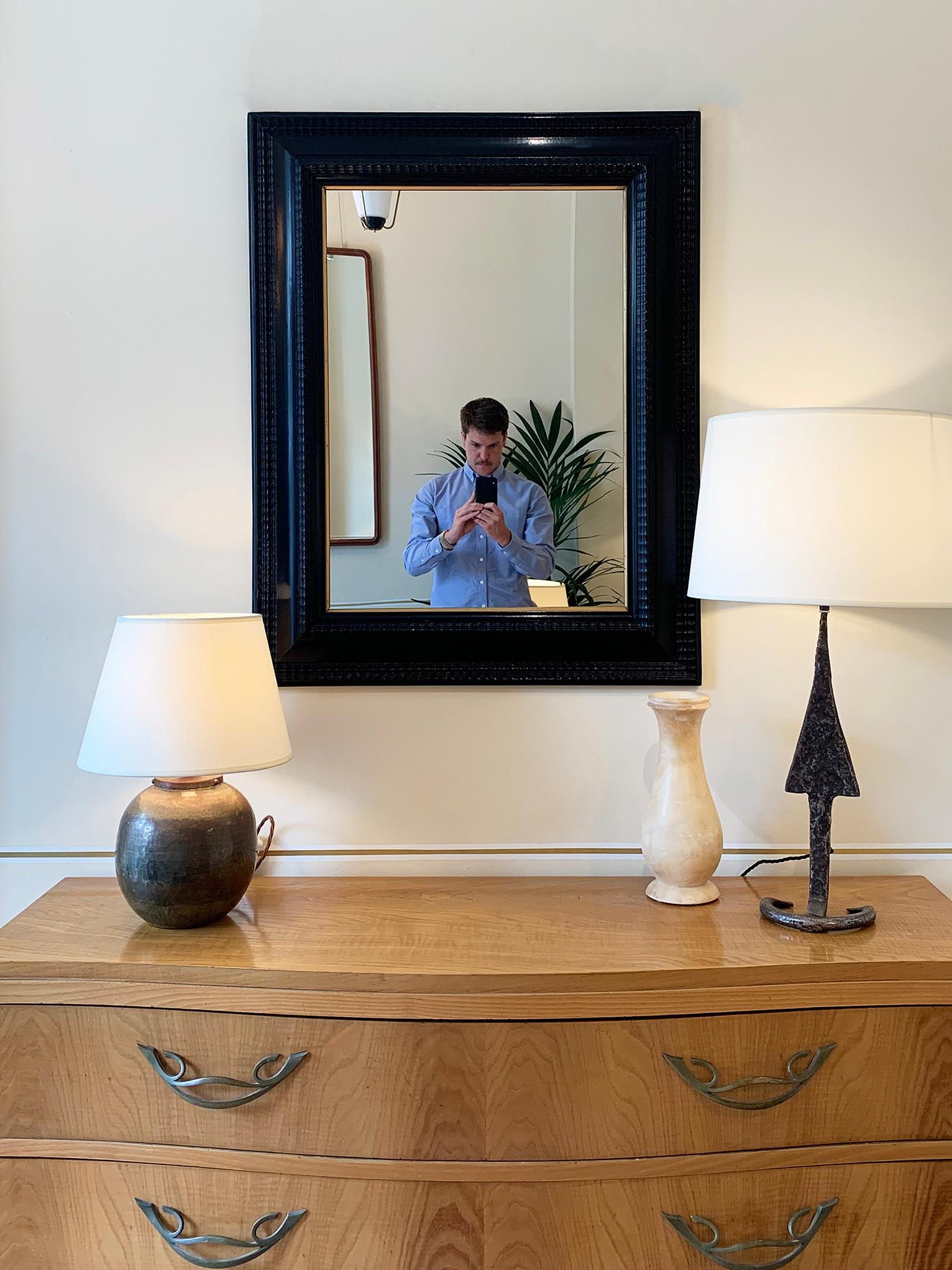 Ebonized Flemish Style Ebonised Ripple Frame Mirror