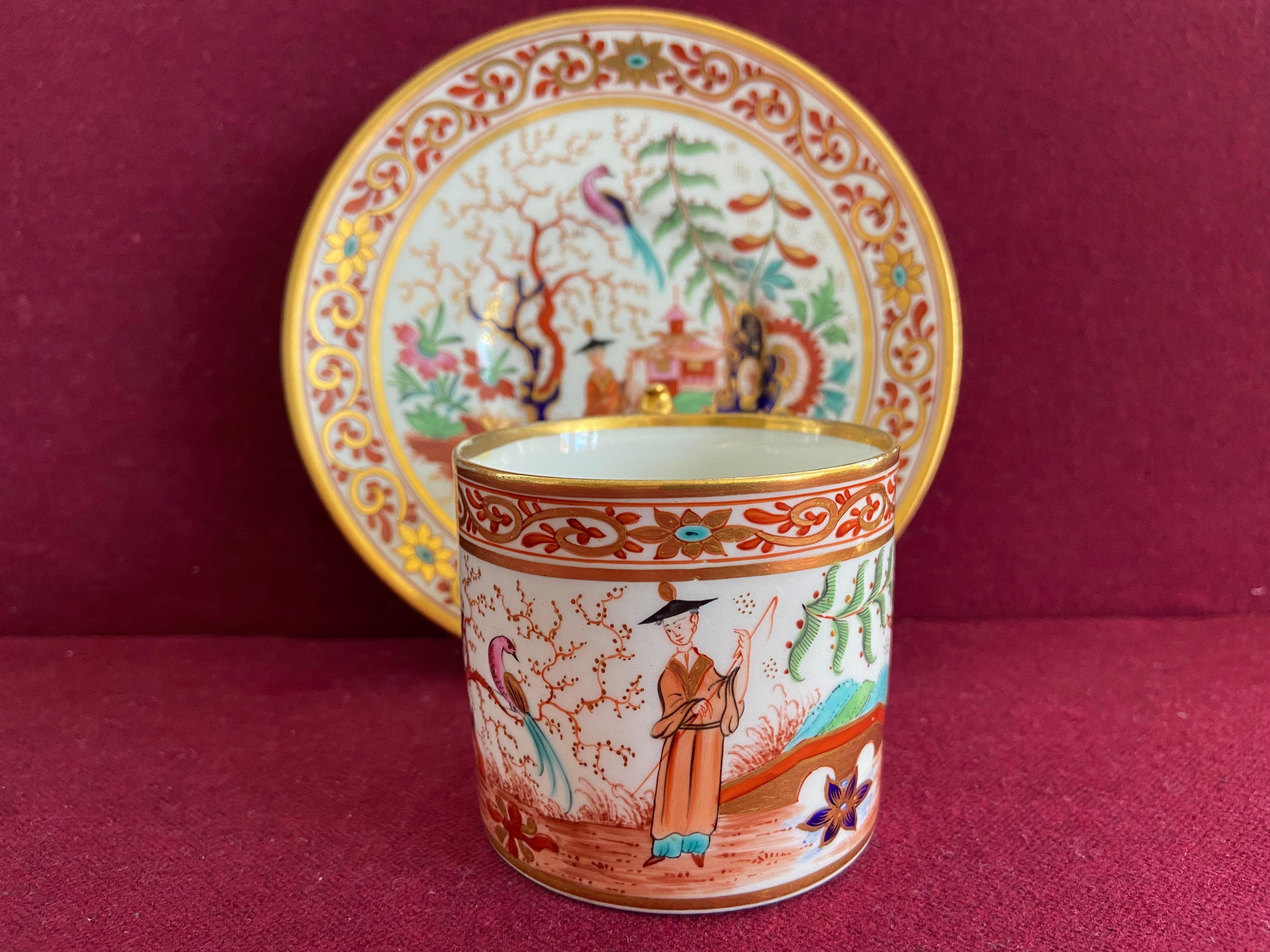 Hand-Painted Flight Barr and Barr Worcester Coffee Can and Saucer C.1815-182 For Sale