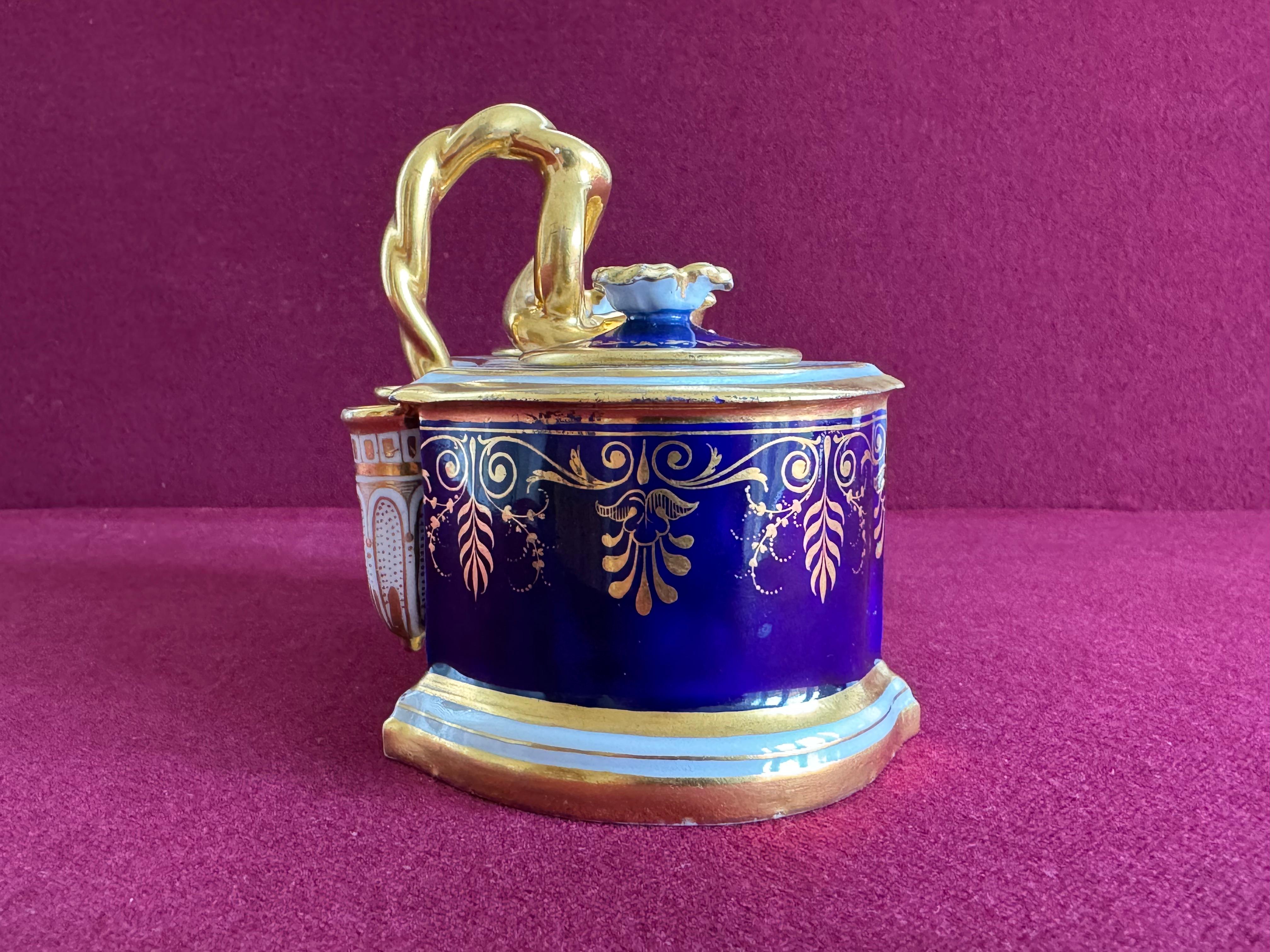 Hand-Painted A Flight, Barr and Barr Worcester Porcelain Inkstand c.1815-1820