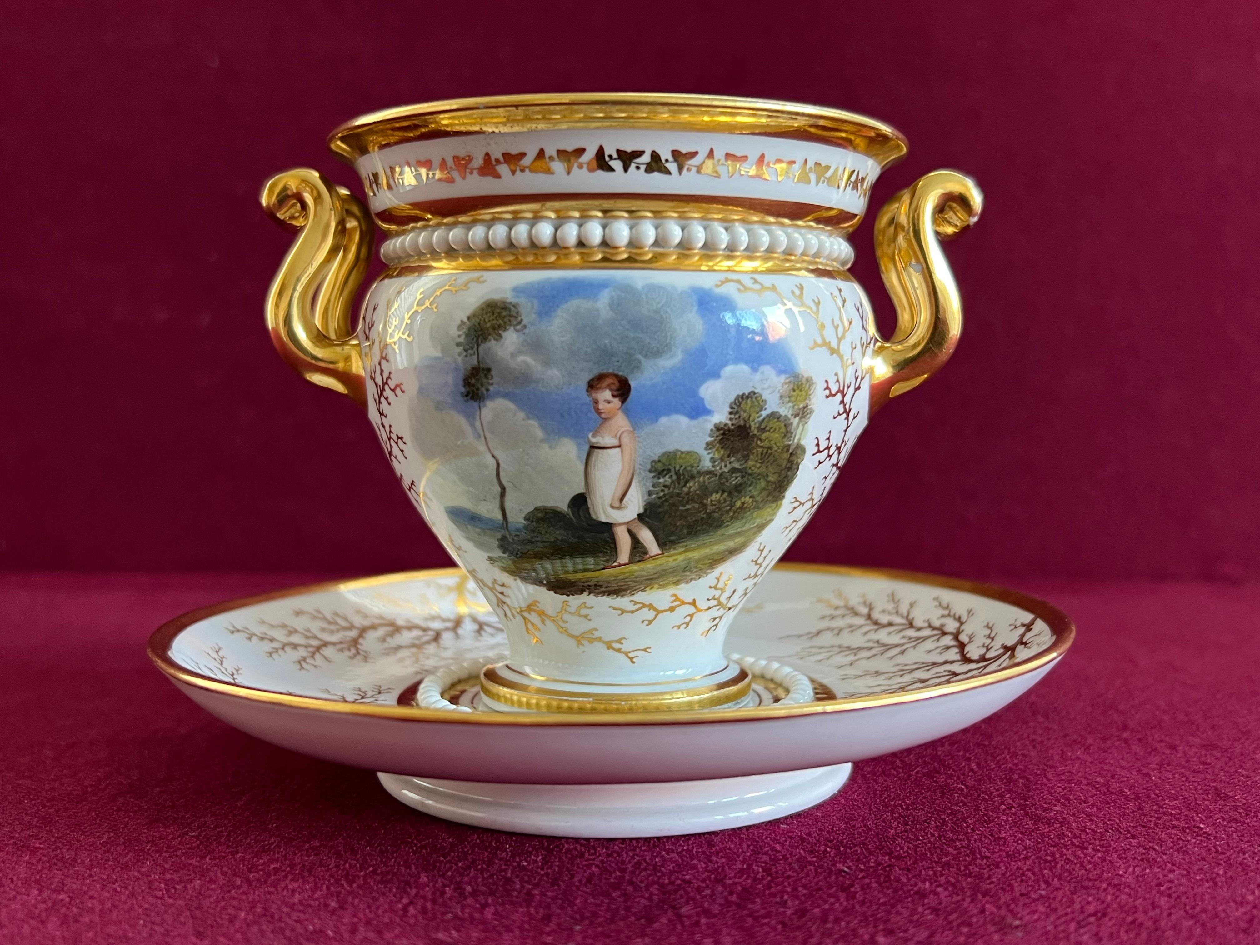 Britannique A.I.C. Worcester Porcelain Cabinet Cup & Stand c.1815 en vente