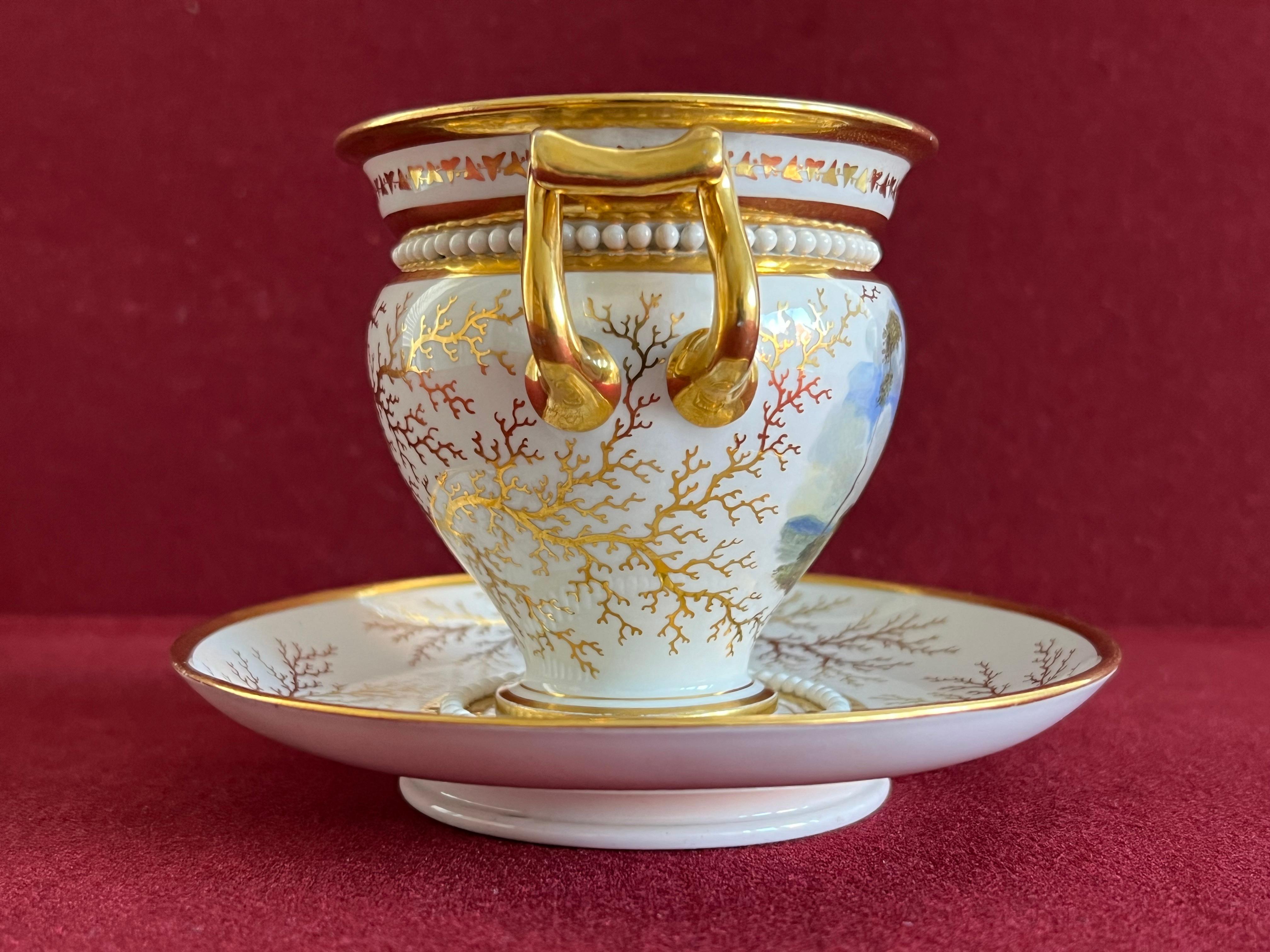 19th Century A Flight, Barr & Barr Worcester Porcelain Cabinet Cup & Stand c.1815 For Sale