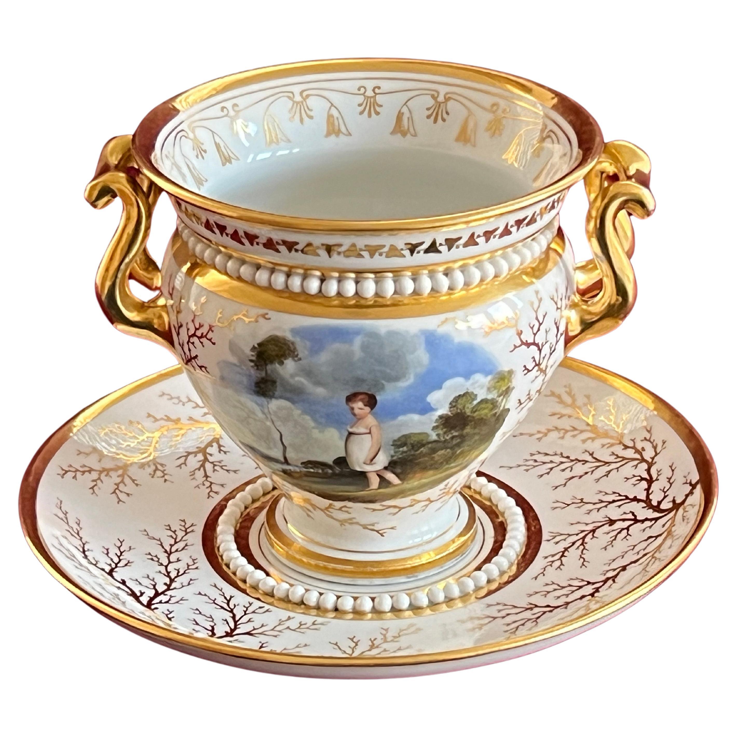 A Flight, Barr & Barr Worcester Porzellan Kabinett Tasse & Stand c.1815