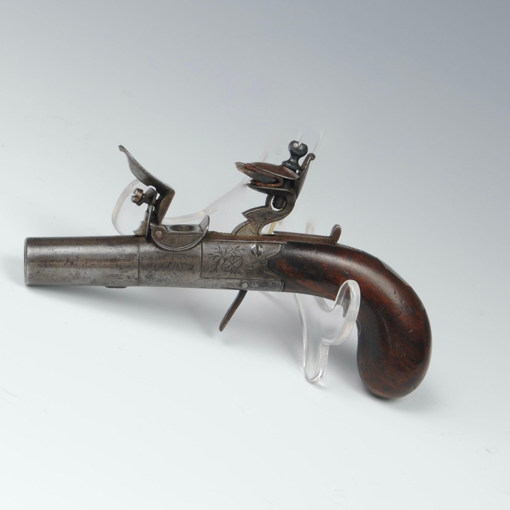 A Flintlock Box Lock Pocket Pistol In Good Condition In Lincolnshire, GB