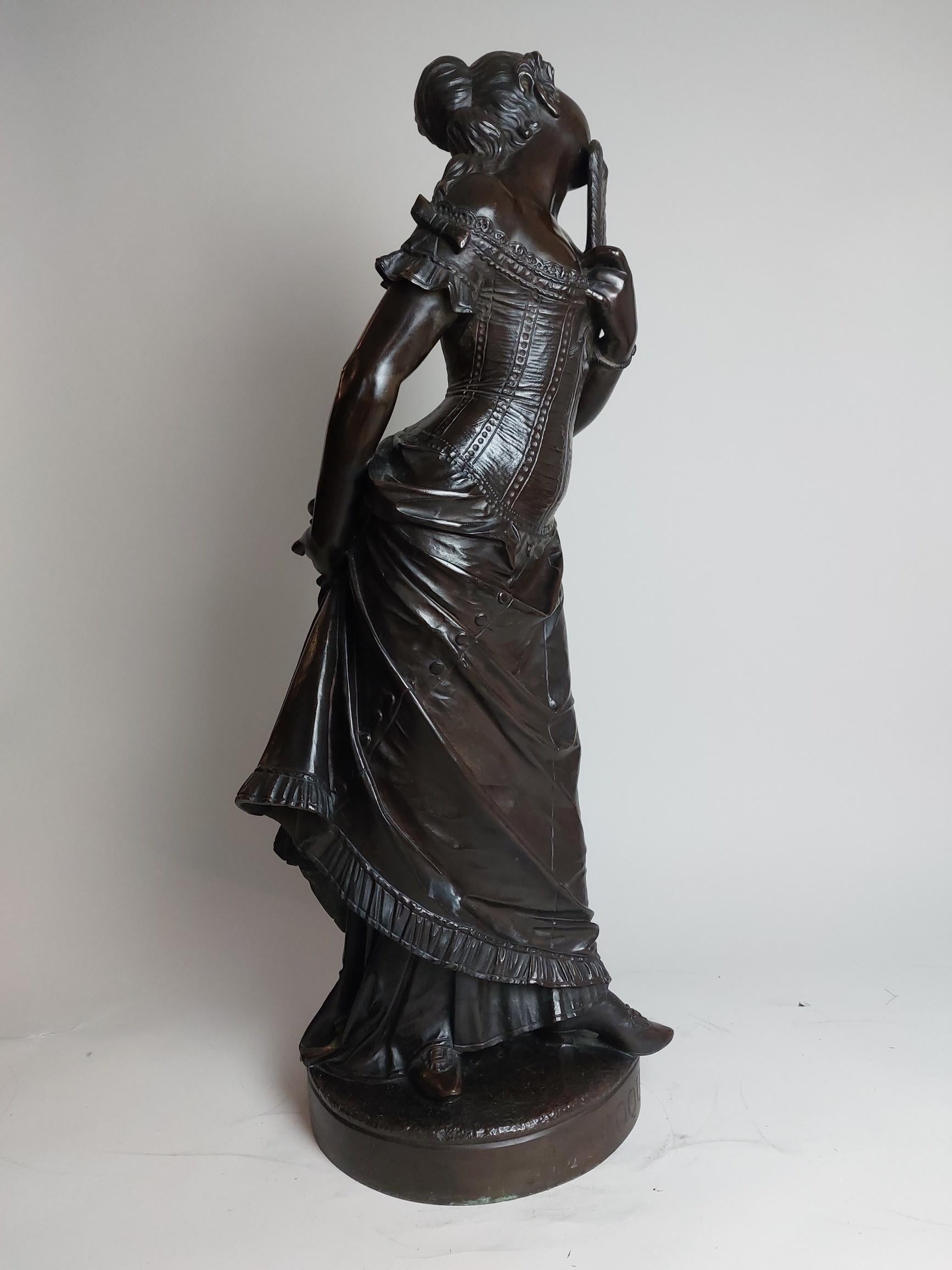 Flirtatious 19th Century Bronze of ‘La Coquette’ In Good Condition For Sale In London, GB