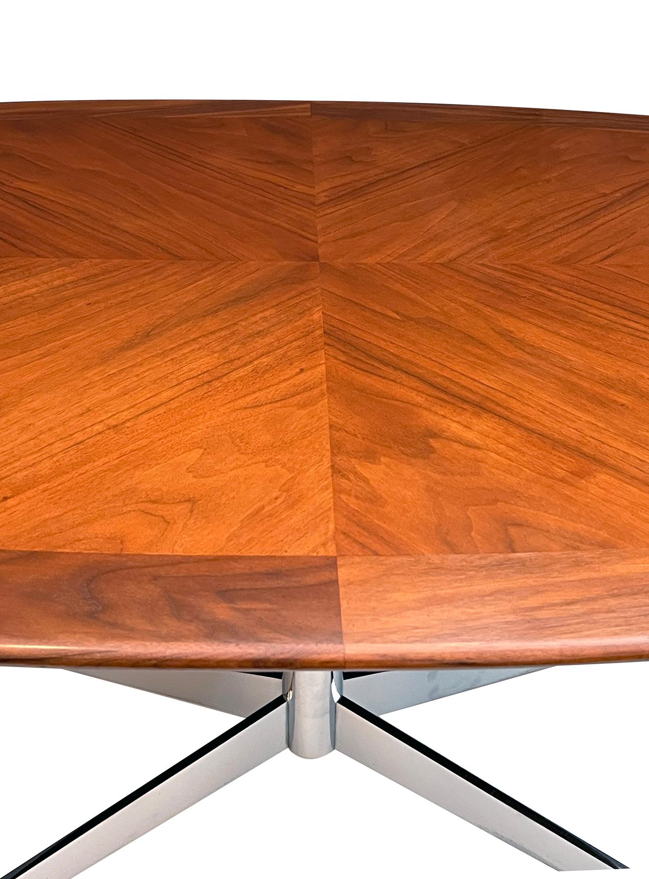 American A Florence Knoll Walnut and Chrome Oval Dining Table by G.M. Proctor & Sons For Sale