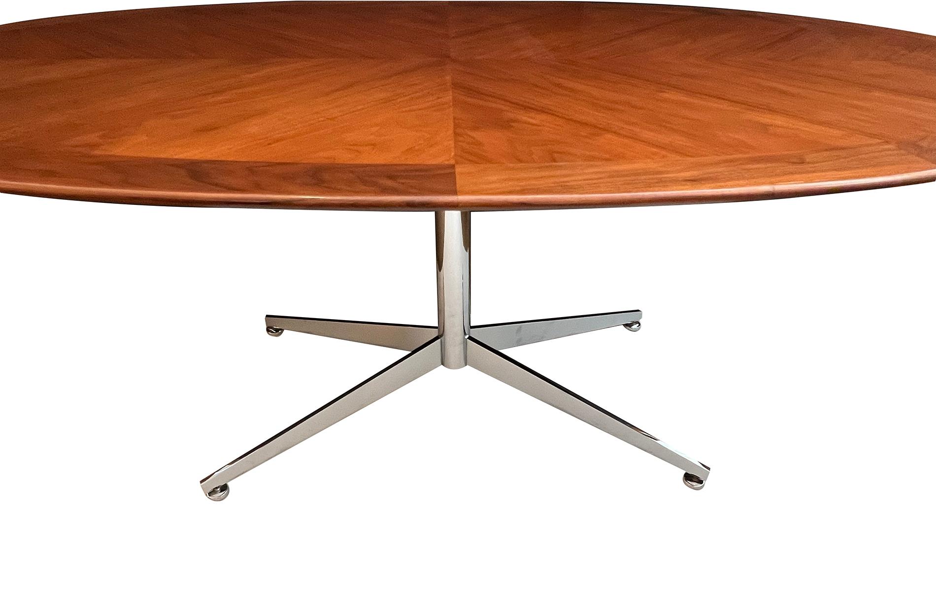 Machine-Made A Florence Knoll Walnut and Chrome Oval Dining Table by G.M. Proctor & Sons For Sale