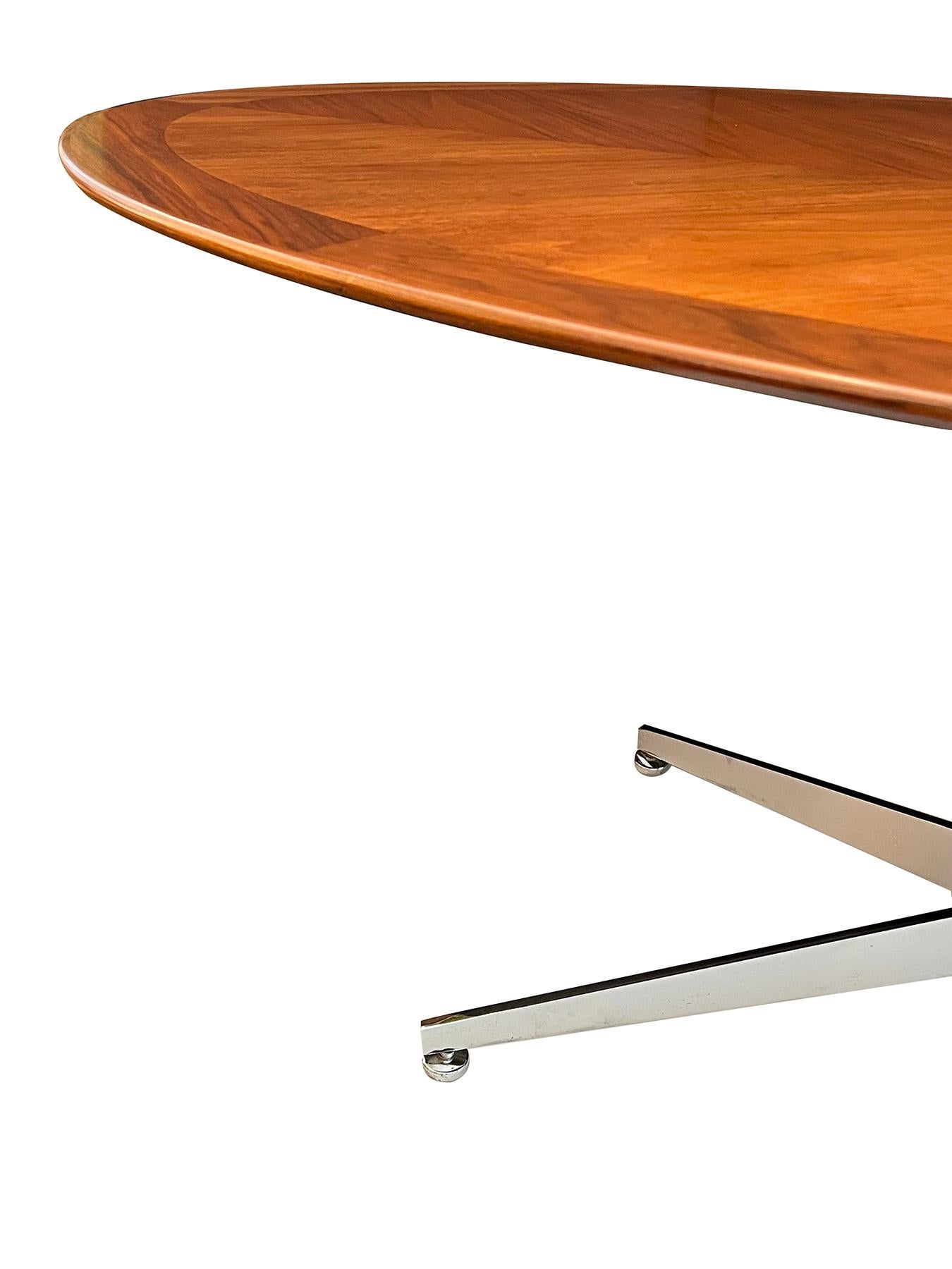 Mid-20th Century A Florence Knoll Walnut and Chrome Oval Dining Table by G.M. Proctor & Sons For Sale