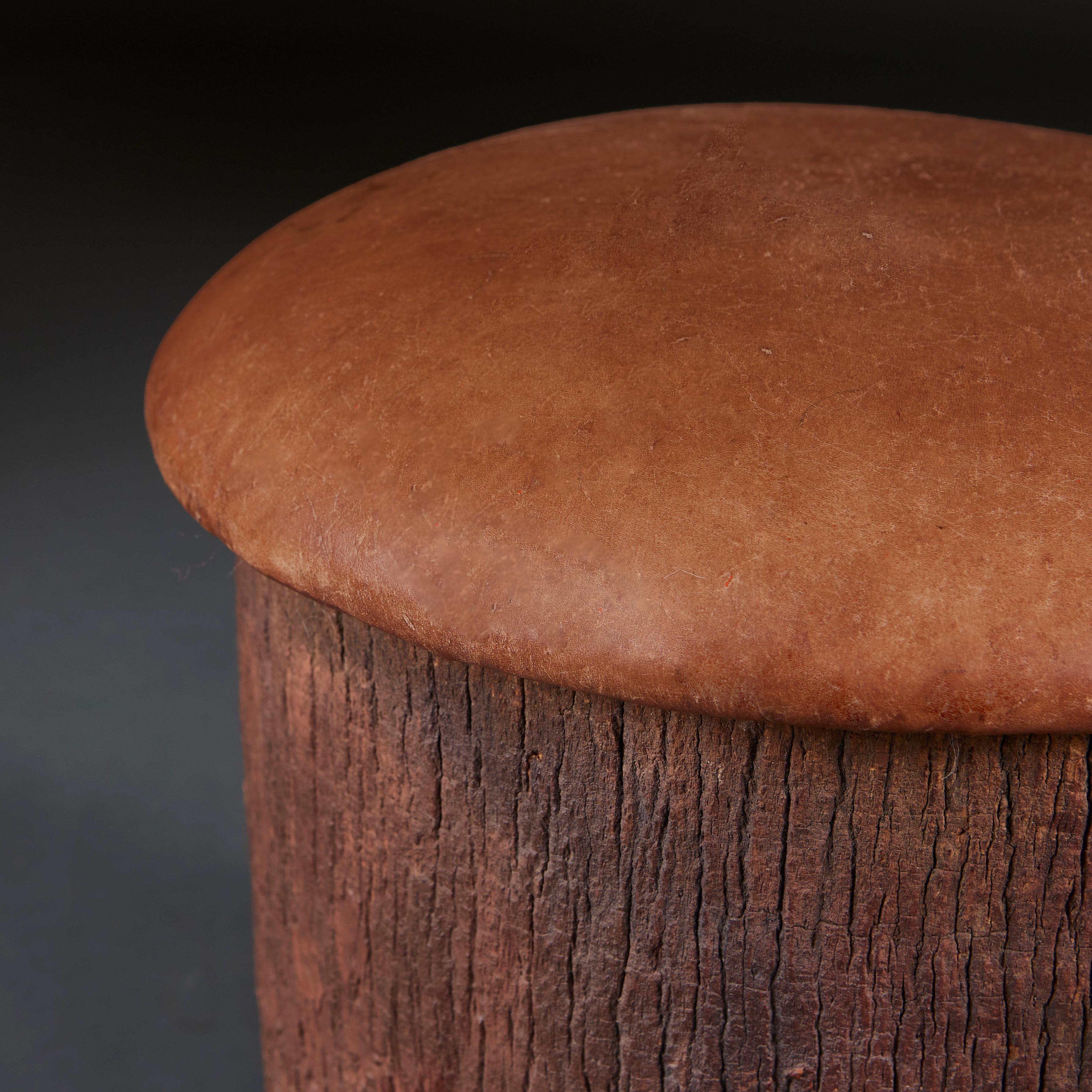 20th Century Folk Art Elephant Foot Stool