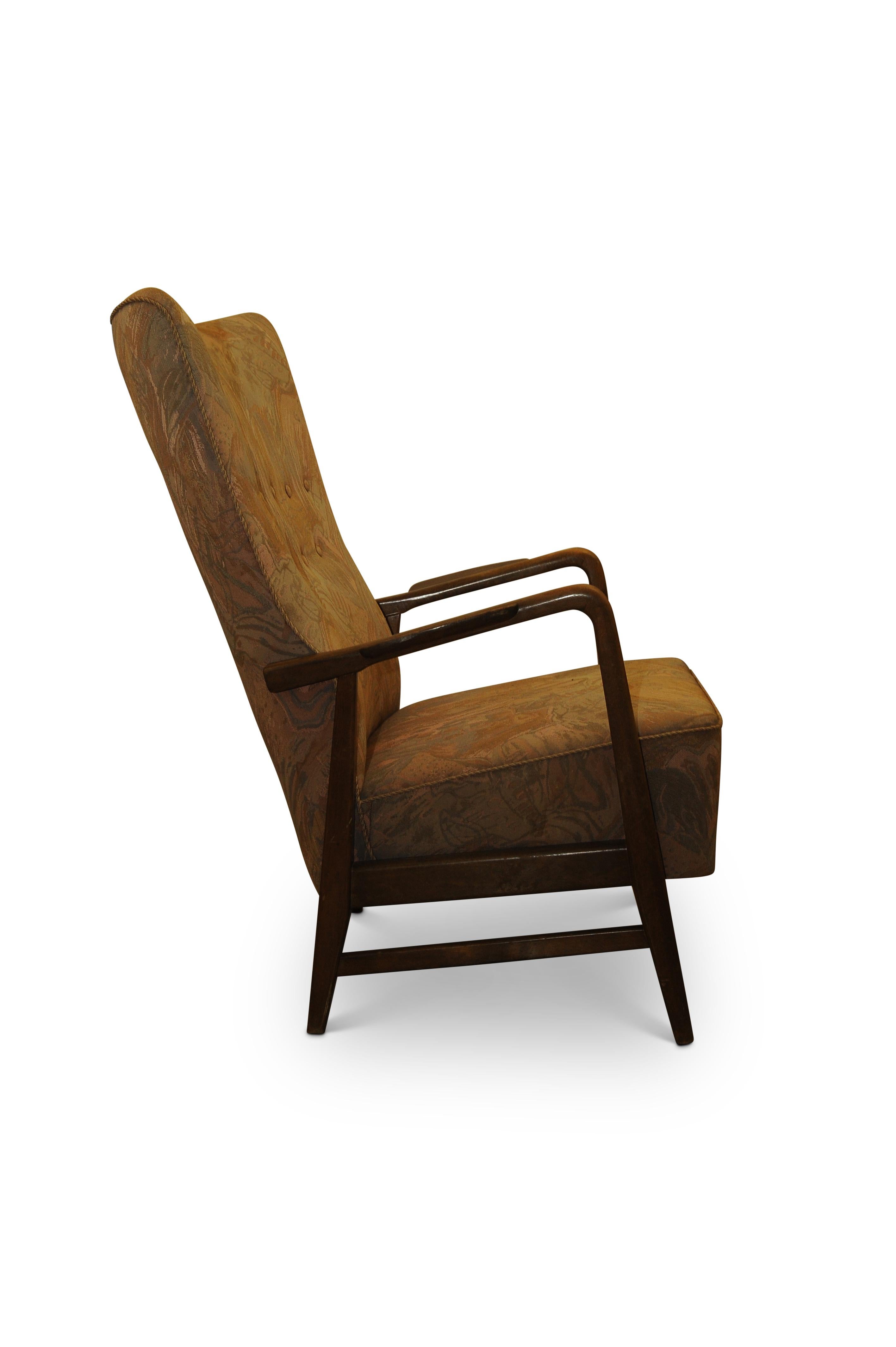 Scandinavian Modern Folke Ohlsson DUX Scandinavian Mid-Century Modern Armchair Patterned Upholstery For Sale