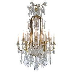 A Fome Gilt Bronze, Rock Crystal & Crystal Chandelier by Baccarat