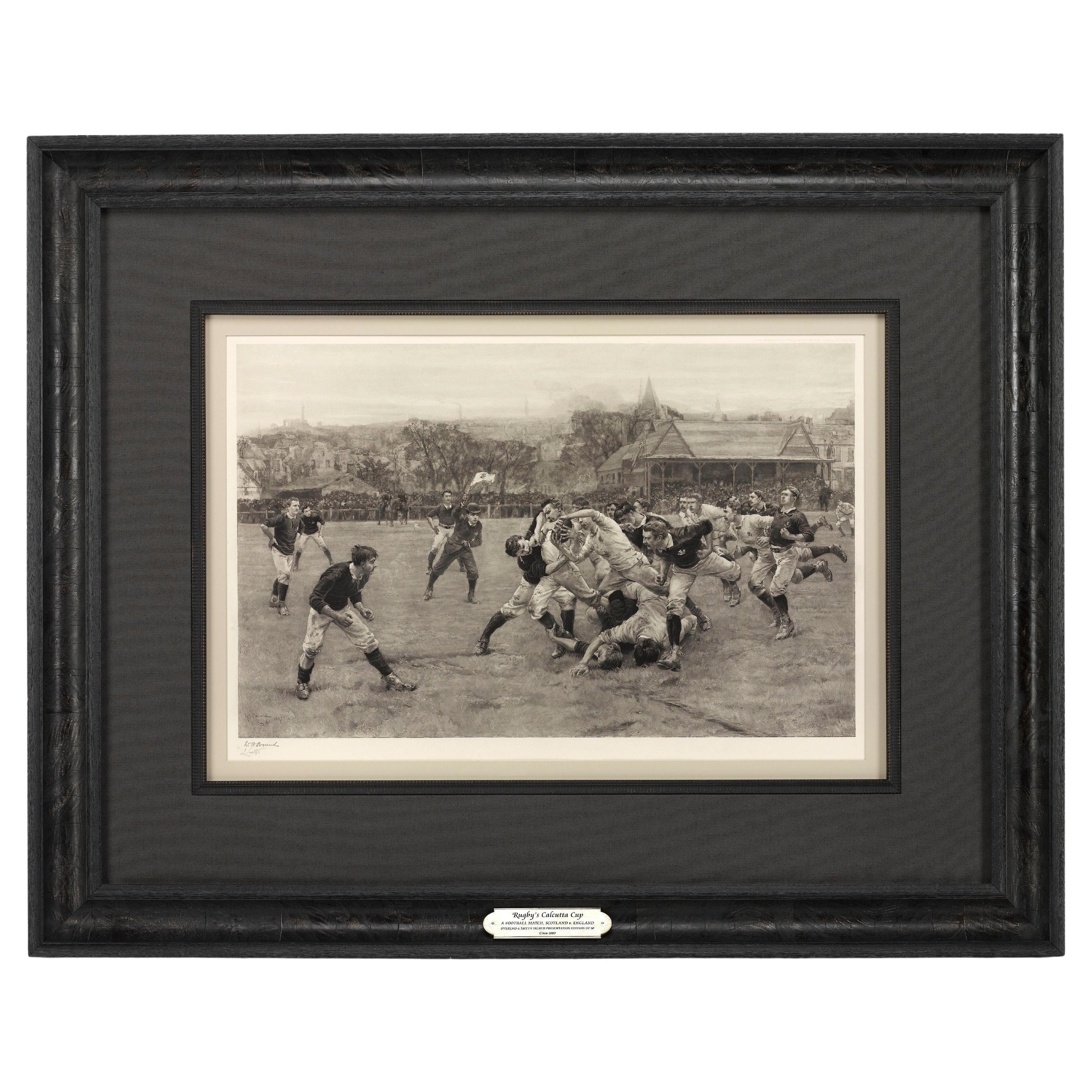 “A Football Match, Scotland v. England” Antique Engraving, Proof Edition of 100 For Sale