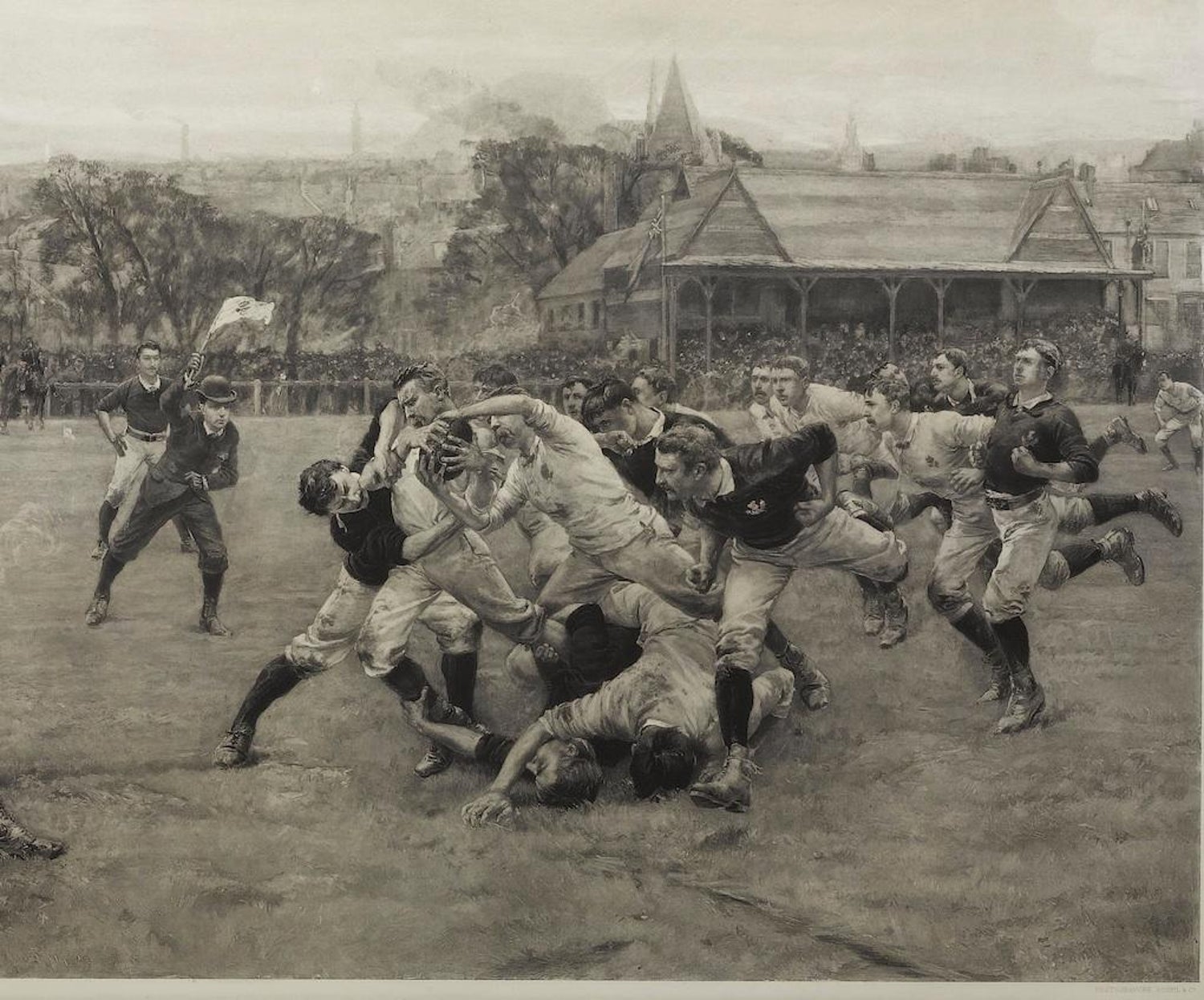 A Football Match Scotland V England Antique Engraving Proof