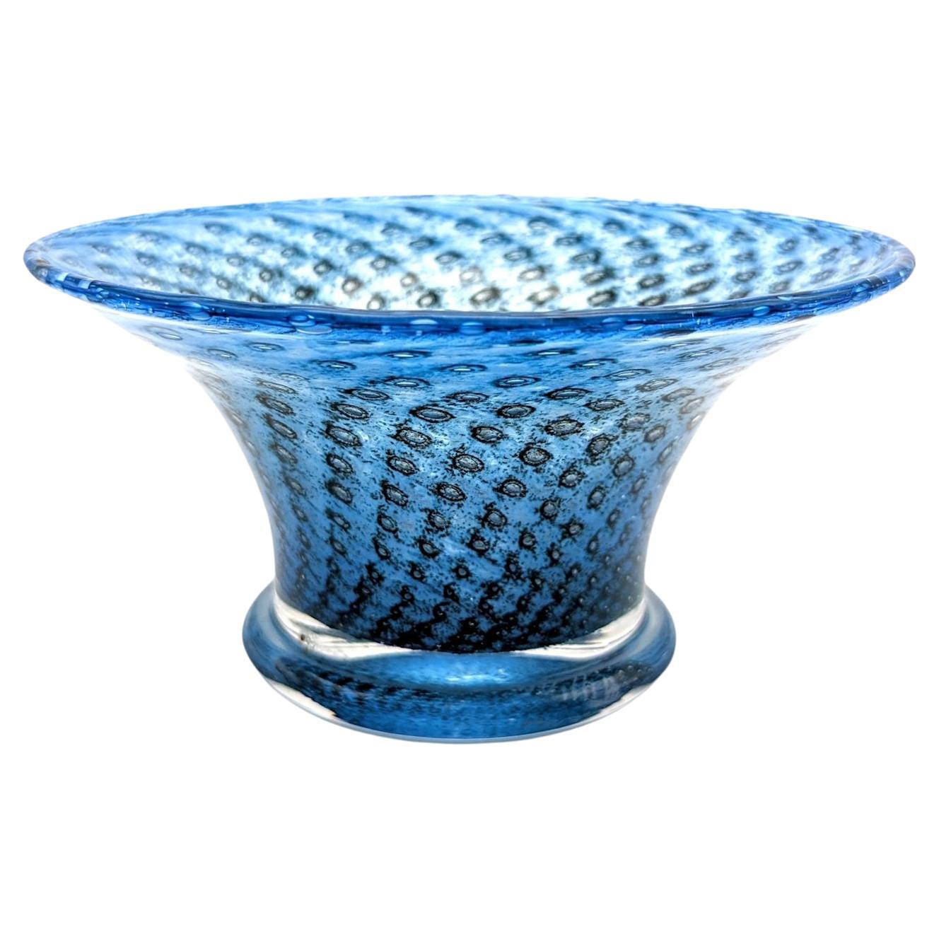 A footed bowl by Bertil Vallien for Boda with controlled bubble decor For Sale
