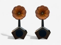 A for Ara, Contemporary, Walnut, Gold Leaf, Floor Standing Speakers, USA 21st C