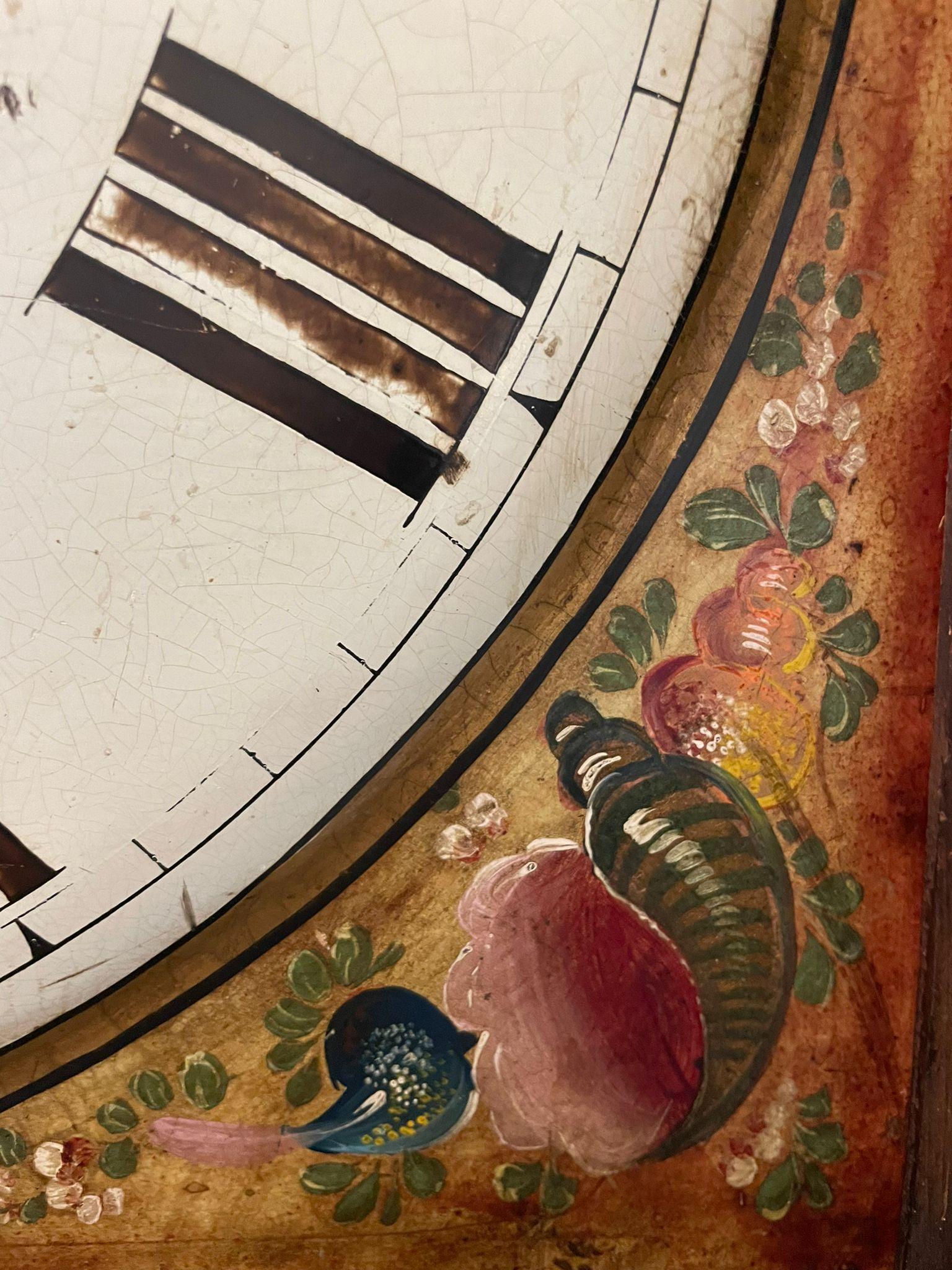 English Antique George III Quality Oak And Mahogany 8 Day Painted Face Longcase Clock For Sale