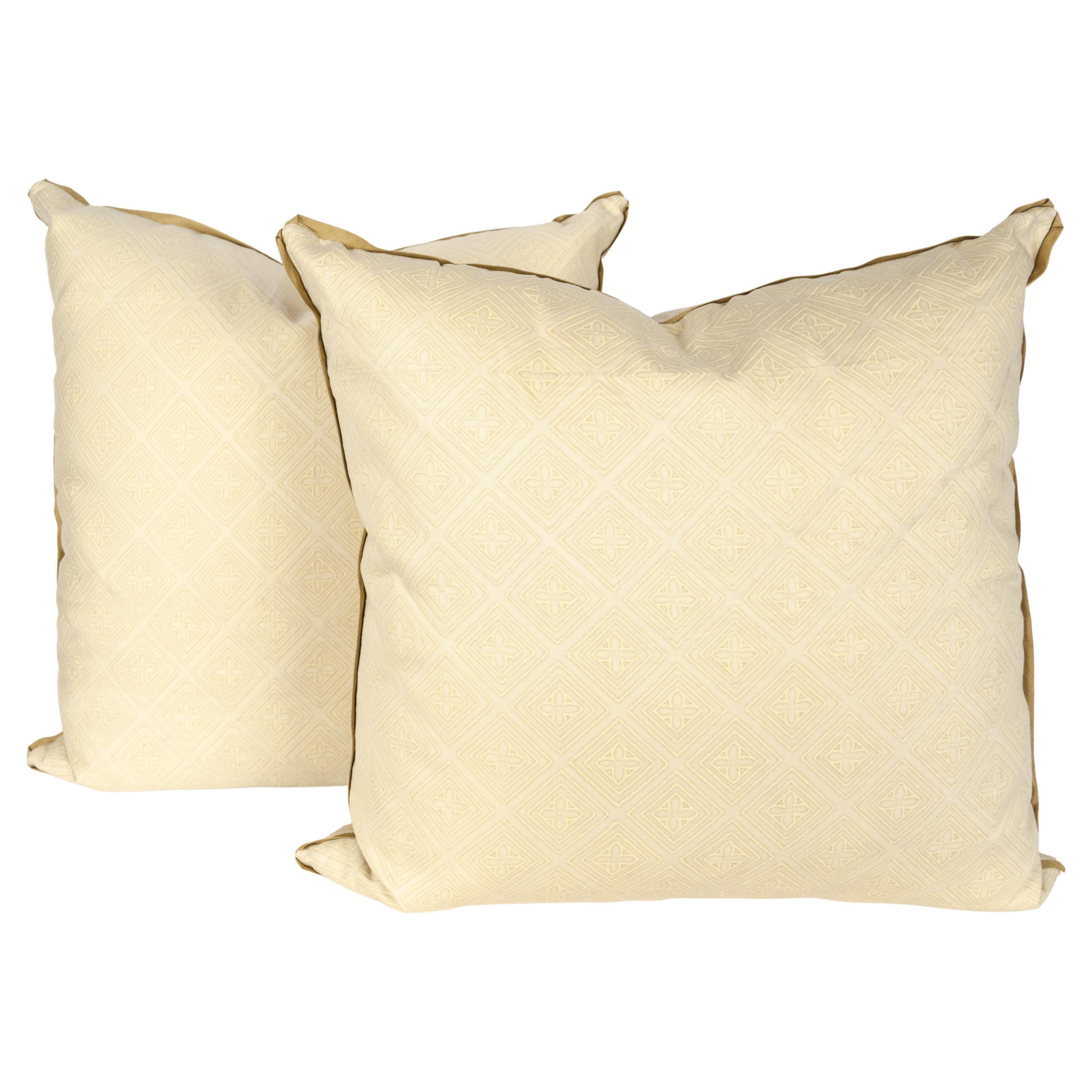 A Pair of Fortuny Fabric Cushions in the Jupon Pattern