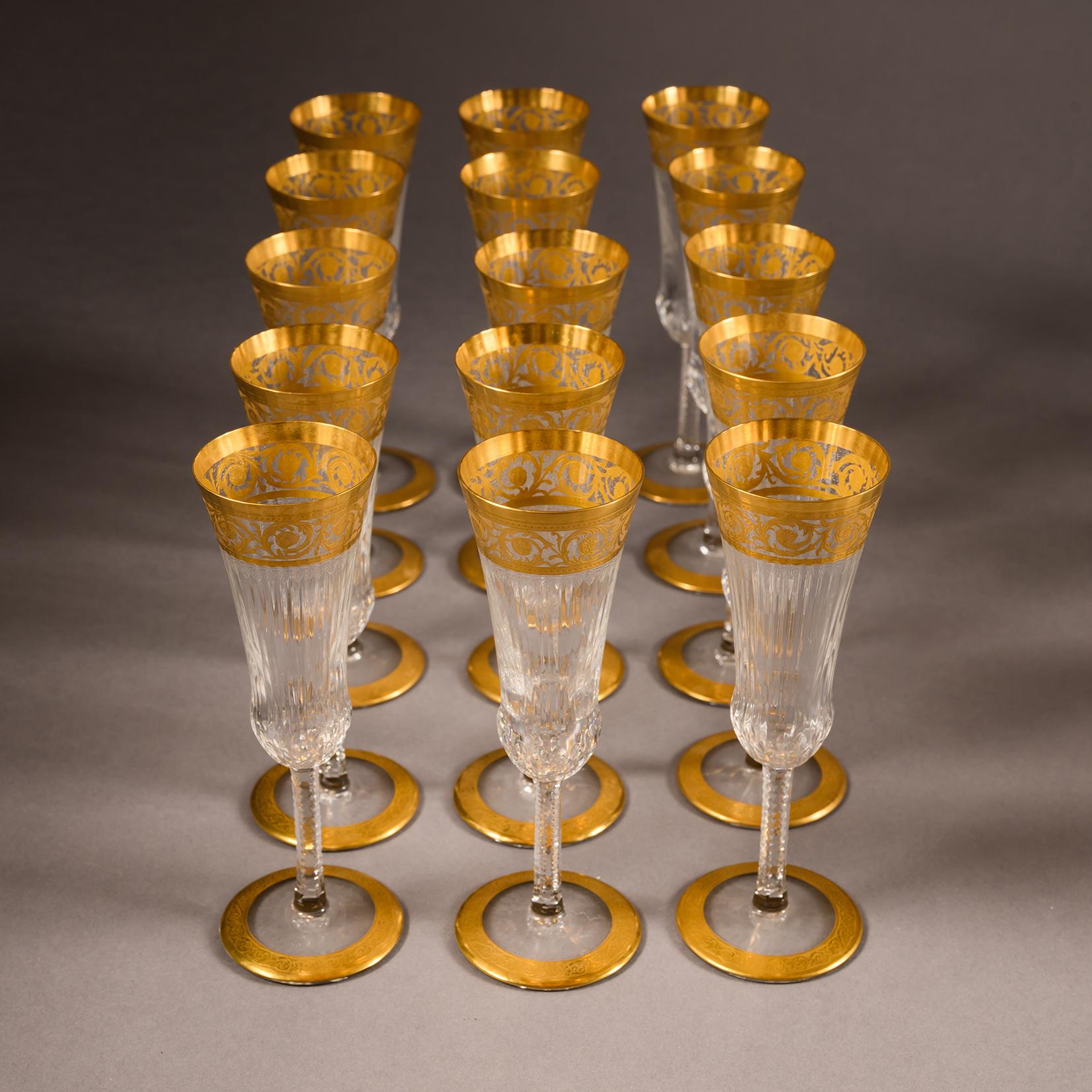 Gilt A Forty-Three Piece Table Service by La Cristallerie de Saint Louis For Sale
