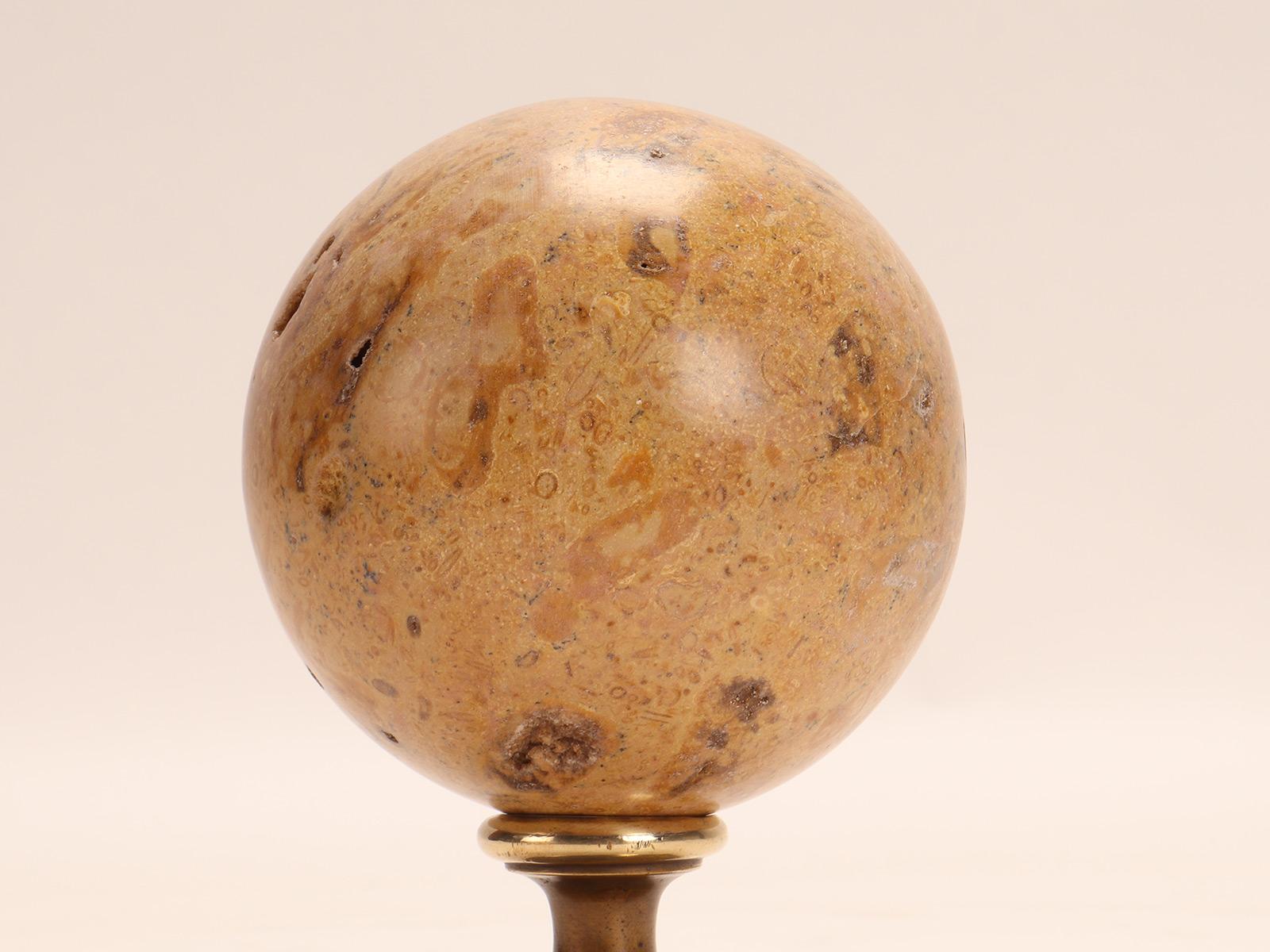 Fossil Coral Stone Sphere, Italy 1870 In Good Condition For Sale In Milan, IT