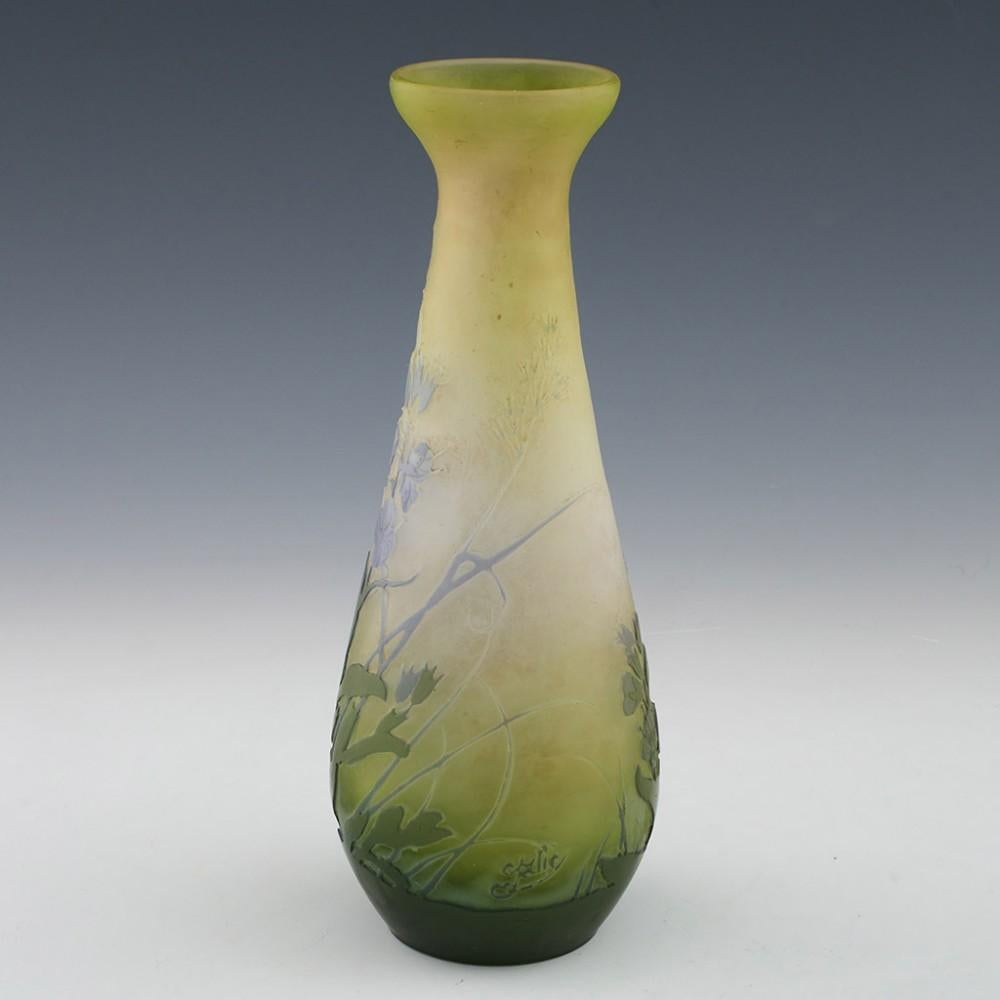 Art Nouveau A Four Colour Galle Acid Cameo Vase c1920 For Sale